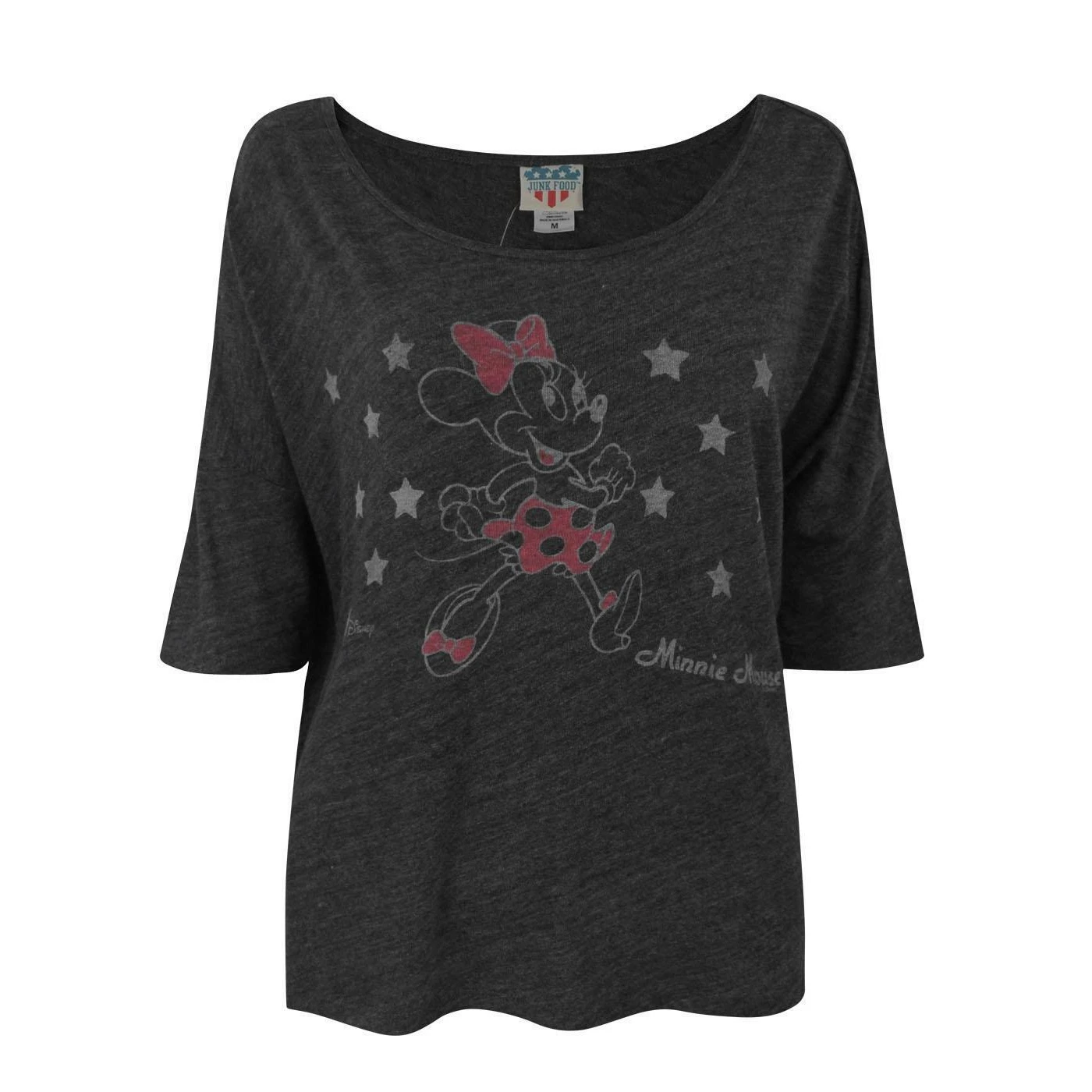 Junk Food Womens Minnie Mouse Stars T-Shirt (Charcoal) - NS8074