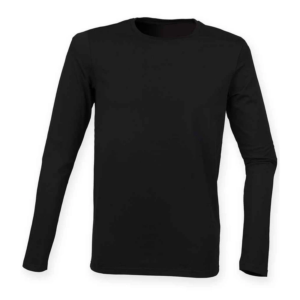 Skinni Fit Mens Feel Good Stretch Long-Sleeved T-Shirt (Black) - PC6067