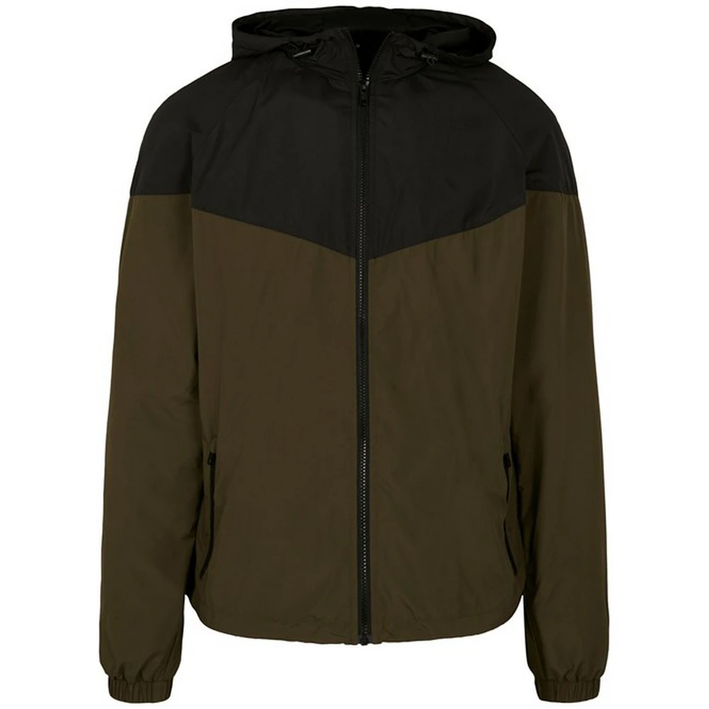 Build Your Brand Mens Tech Two Tone Jacket (Dark Olive/Black) - RW8978