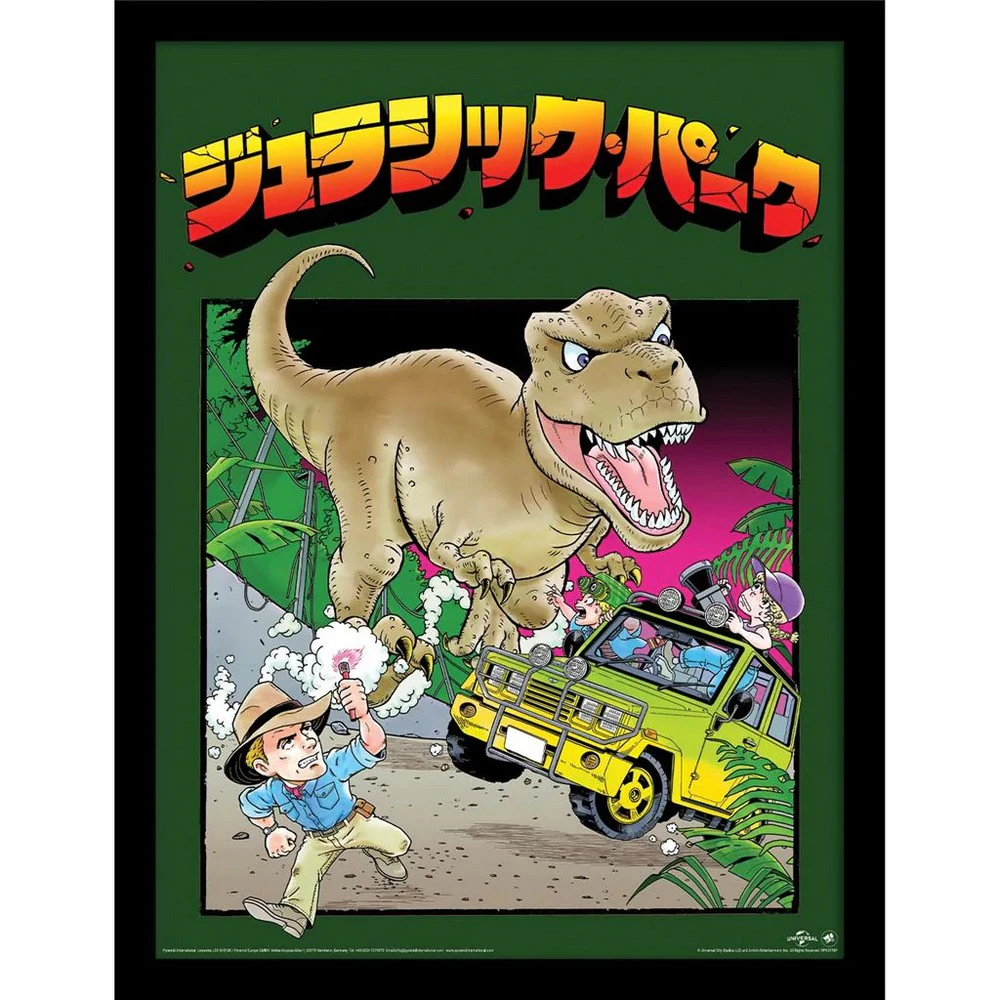 Jurassic Park Anime Poster (Green/Pink/Yellow) - PM5638