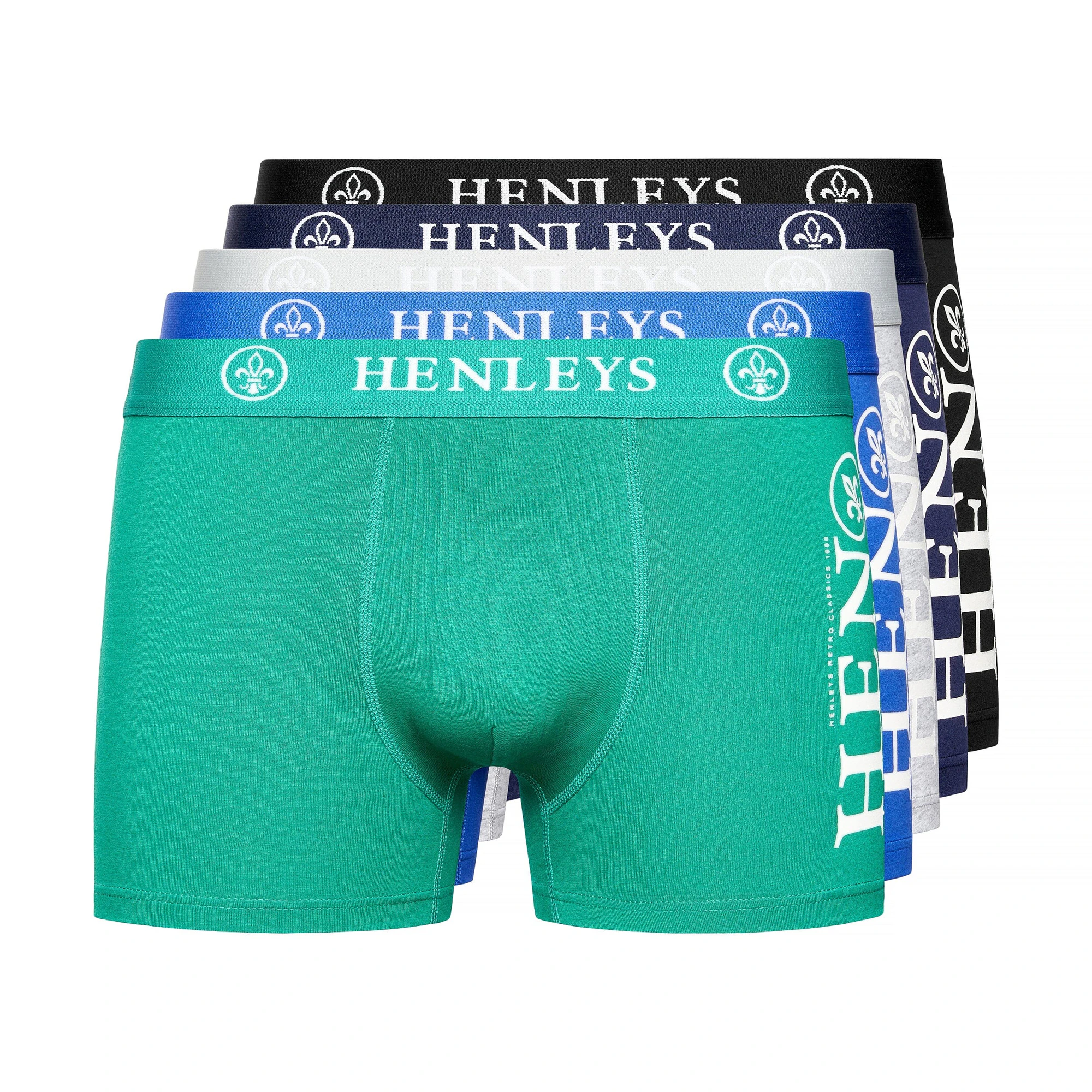 Henleys Mens Kelmack Marl Boxer Shorts (Pack of 5) (Multicoloured) - BG1342