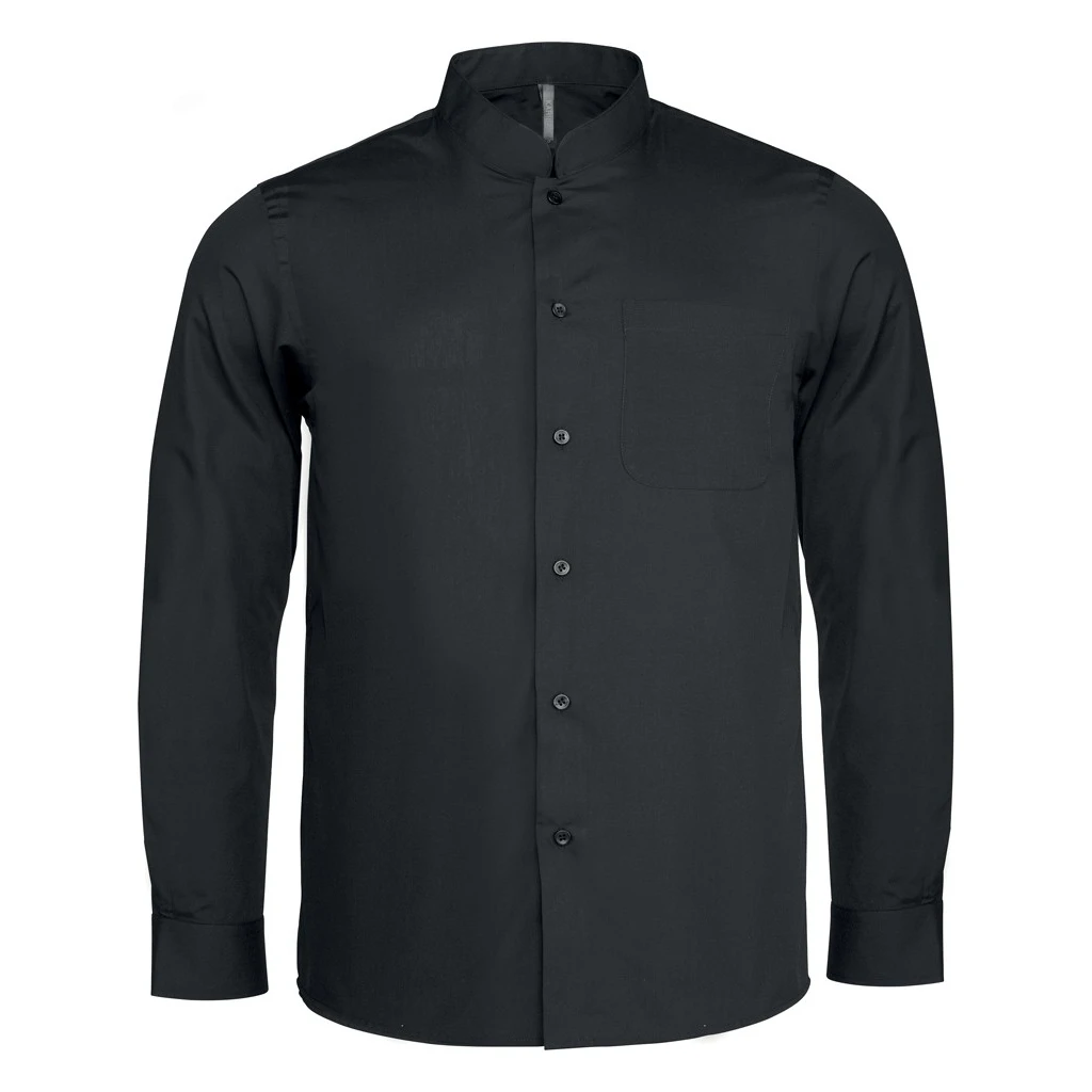 Kariban Mens Long Sleeve Mandarin Collar Shirt (Black) - PC2540