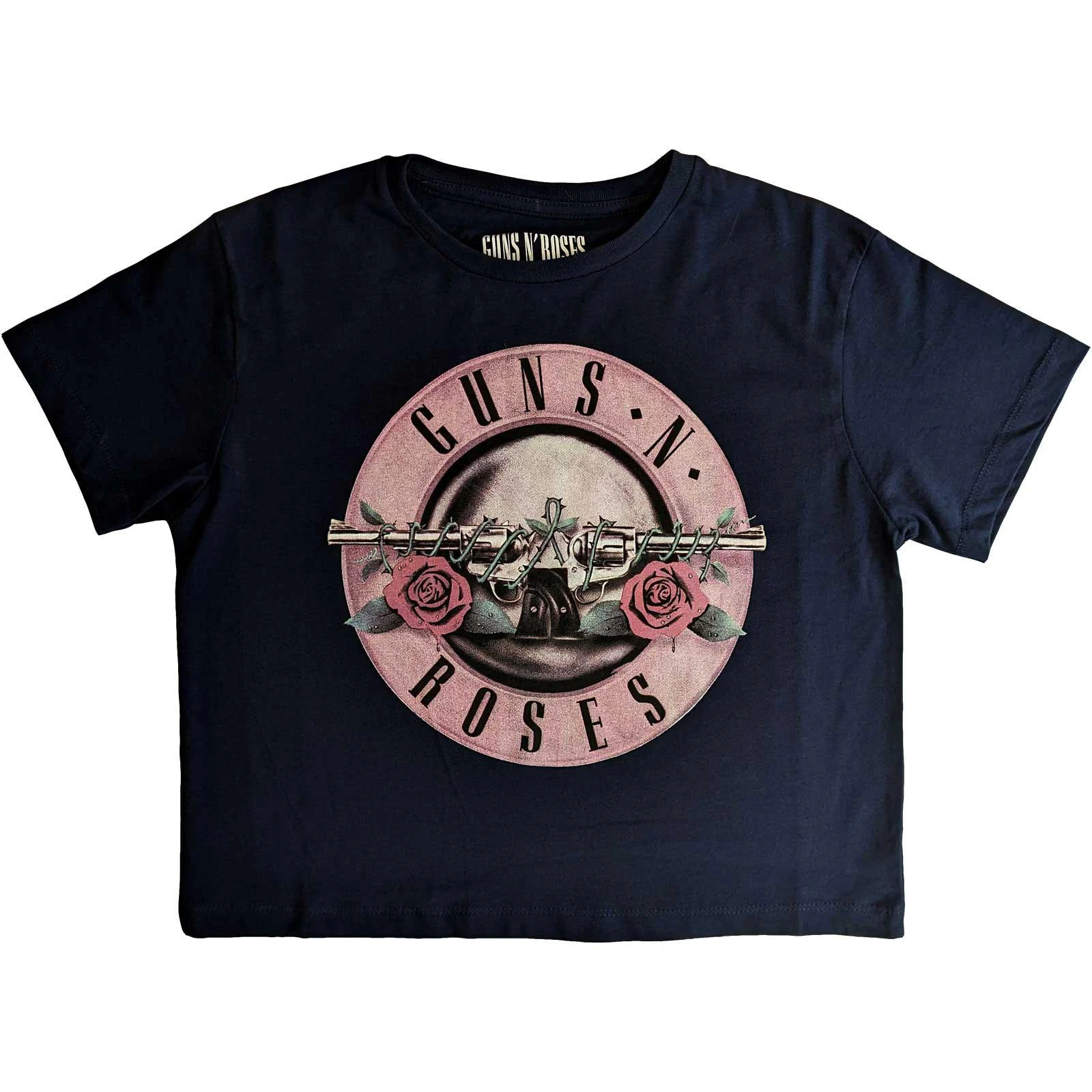 Guns N Roses Womens Classic Logo Crop Top (Navy Blue) - RO5638