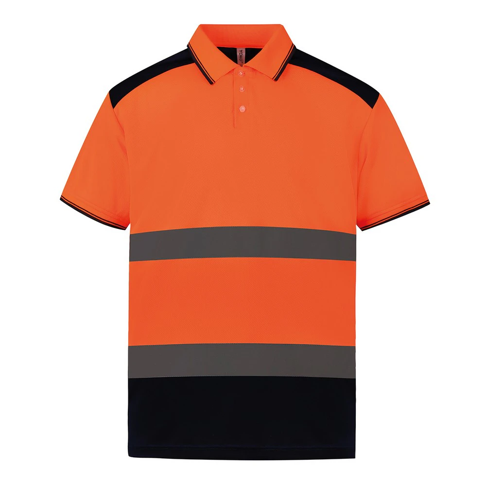 Yoko Mens Two Tone Hi-Vis Polo Shirt (Orange/Navy) - RW9205