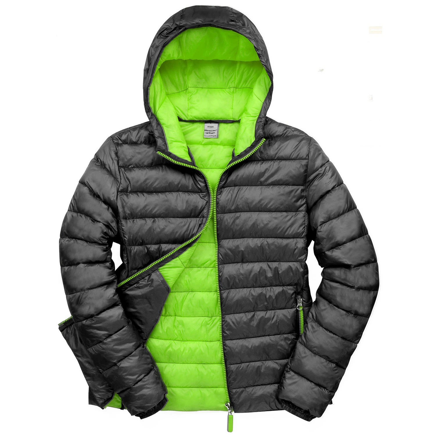 Result Urban Mens Snow Bird Hooded Jacket (Black/Lime) - RW9908