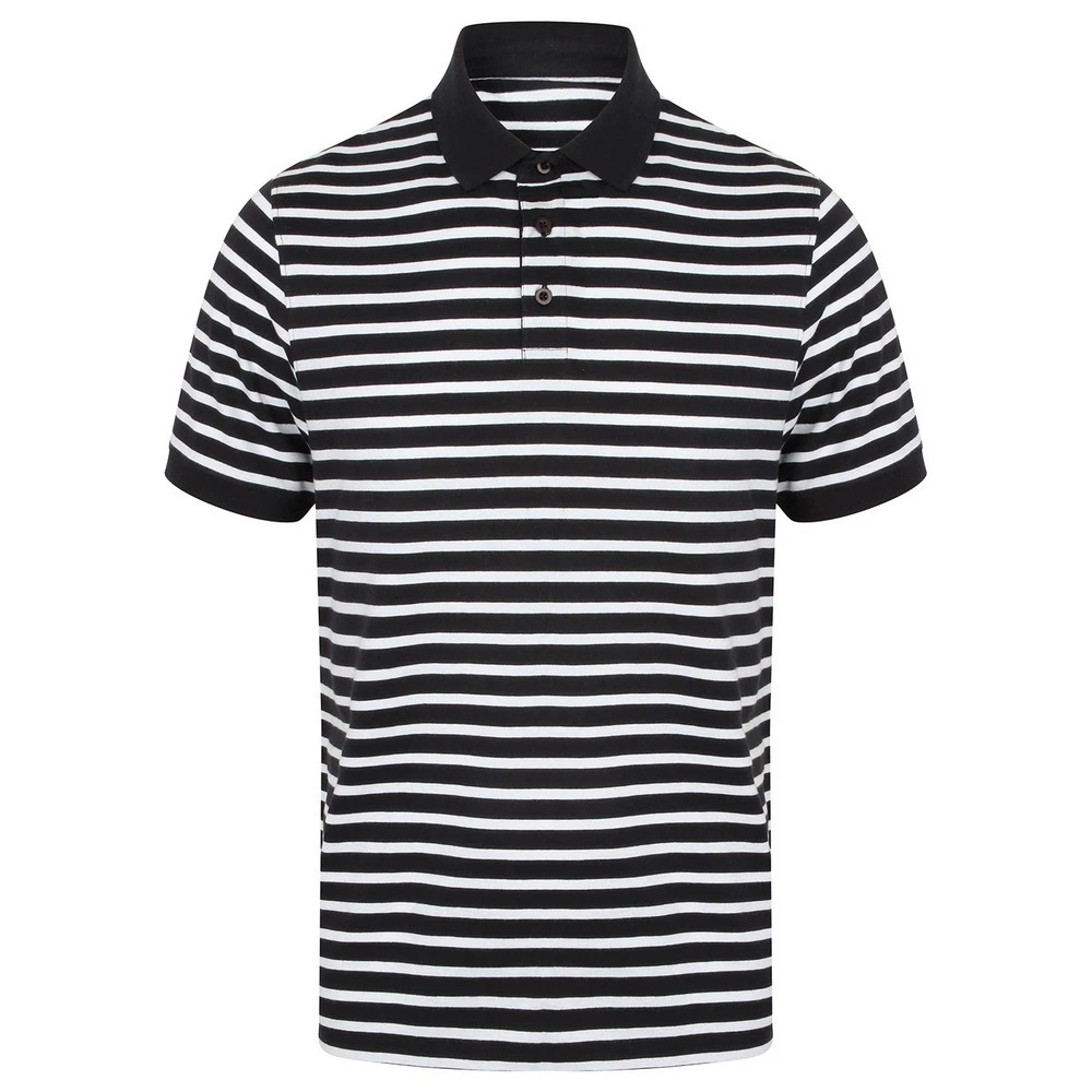 Front Row Unisex Adult Striped Jersey Polo Shirt (Navy/White) - RW9995