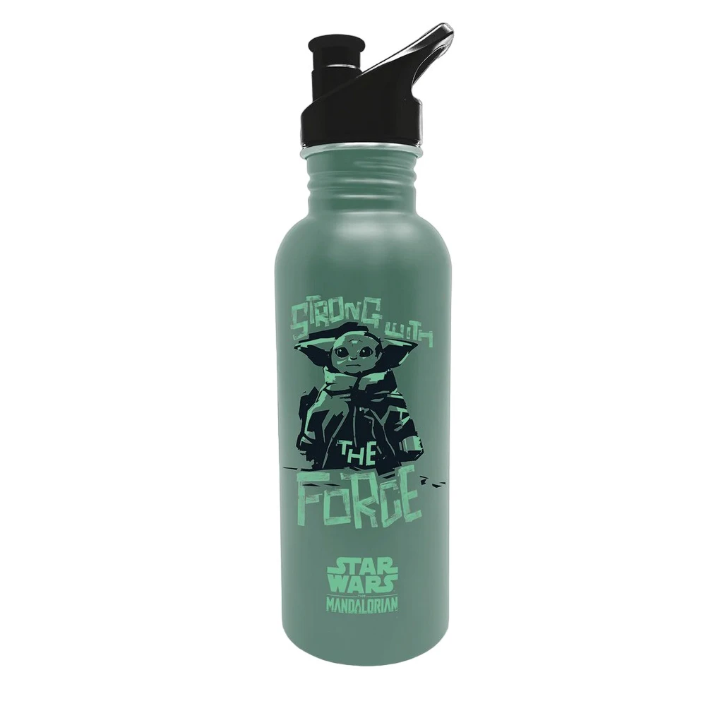 Star Wars: The Mandalorian Wherever I Go He Goes Metal Water Bottle (Green/Black) - PM7485