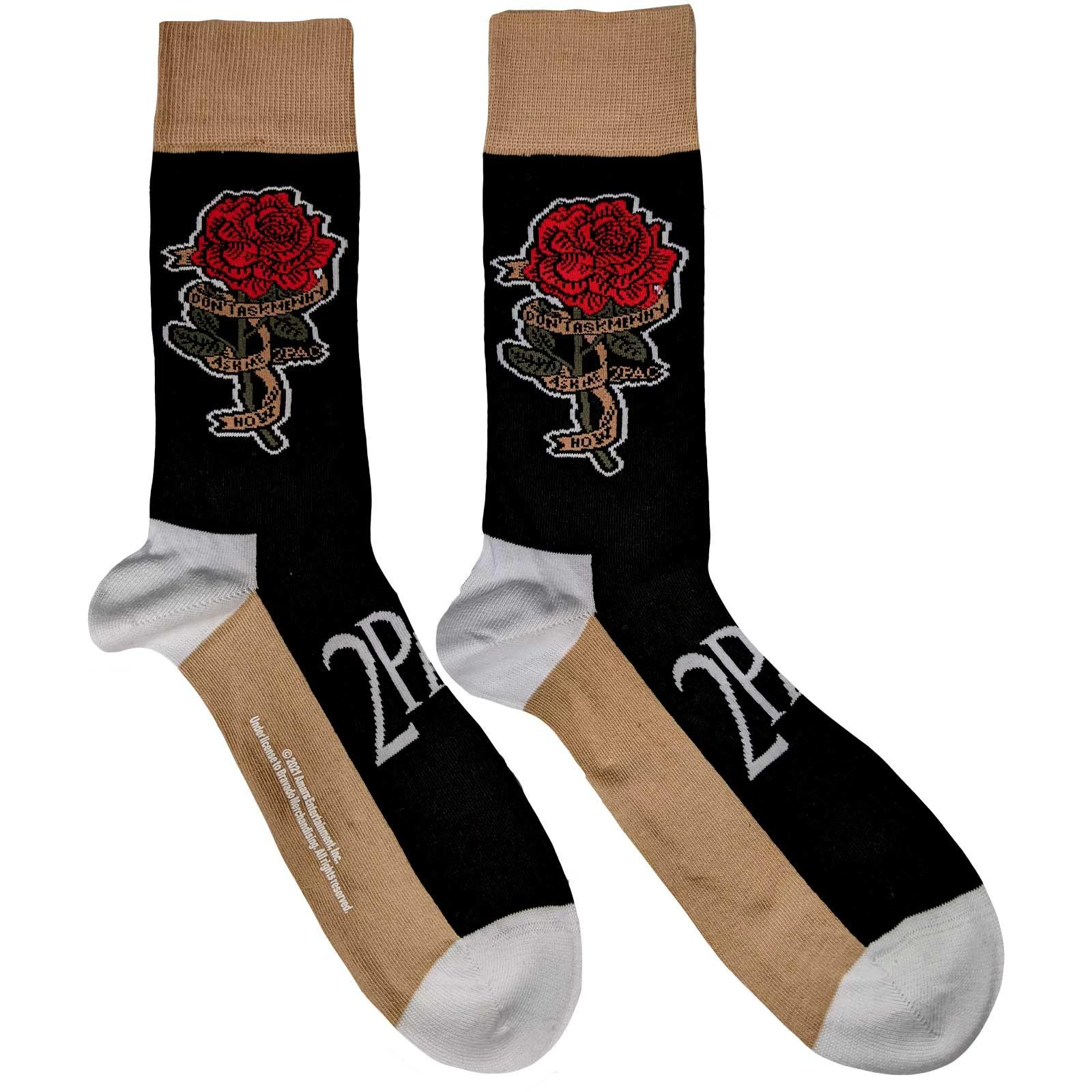 Tupac Shakur Unisex Adult Rose Ankle Socks (Black/Brown/Grey) - RO5373