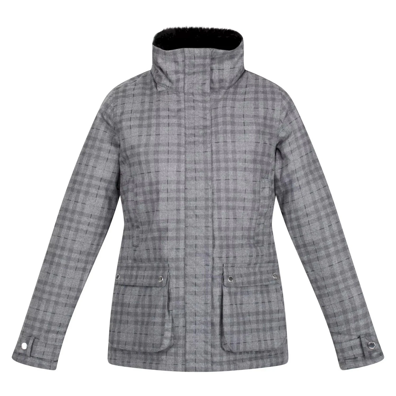 Regatta Womens Leighton Checked Waterproof Jacket (Storm Grey) - RG8198