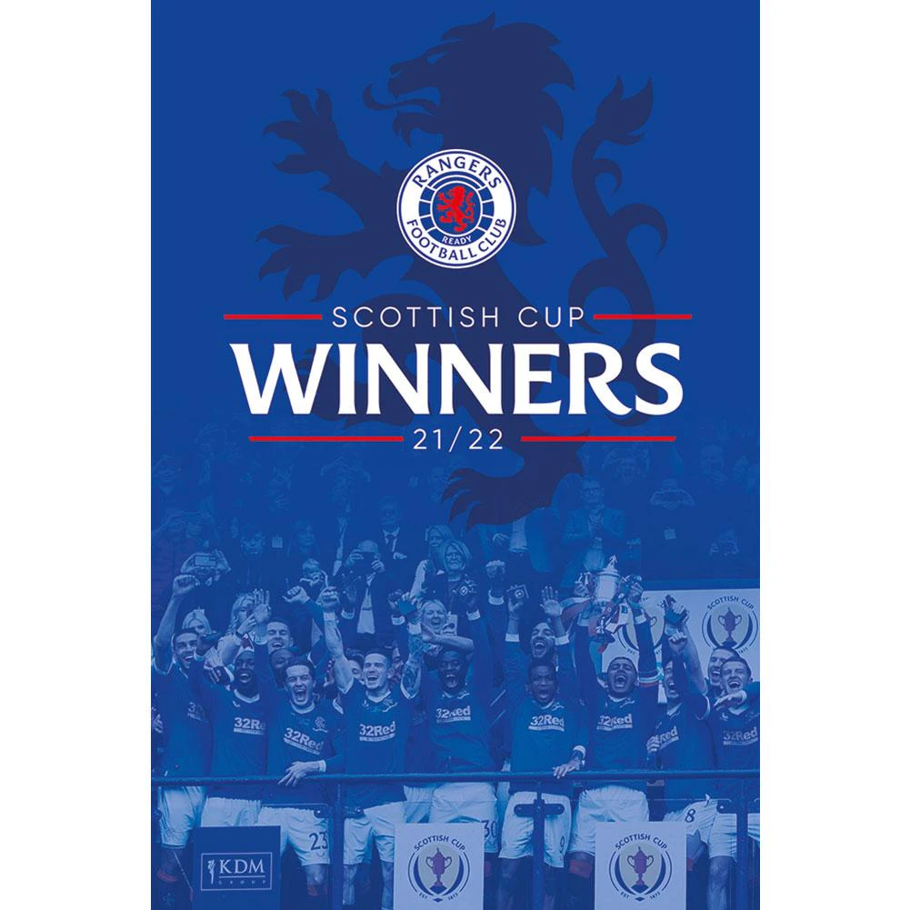 Rangers FC Scottish Cup Winners Poster (Blue/White) - TA9082