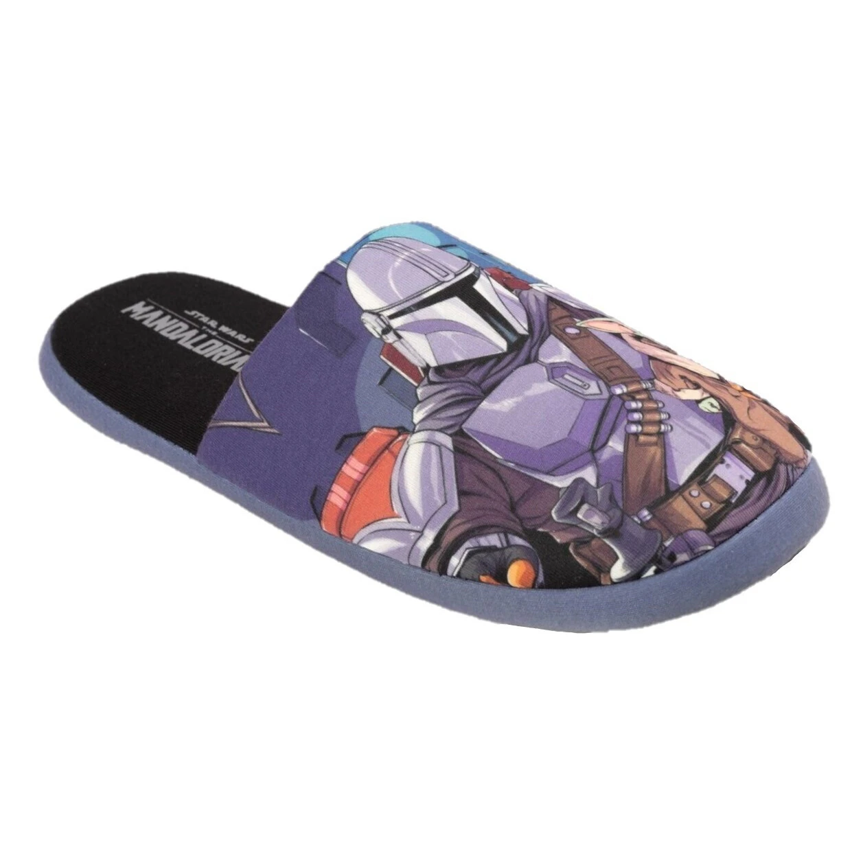 Star Wars: The Mandalorian Mens Slippers (Black/Blue) - NS6645