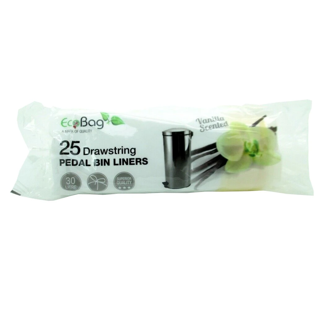 Ecobag Scented Drawstring Pedal Bin Liner Plastic Bags (Pack Of 25) (Transparent) - ST1588