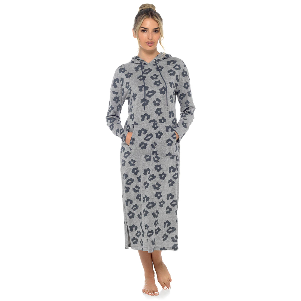 Foxbury Womens Animal Print Long Nightie (Grey) - UT1704