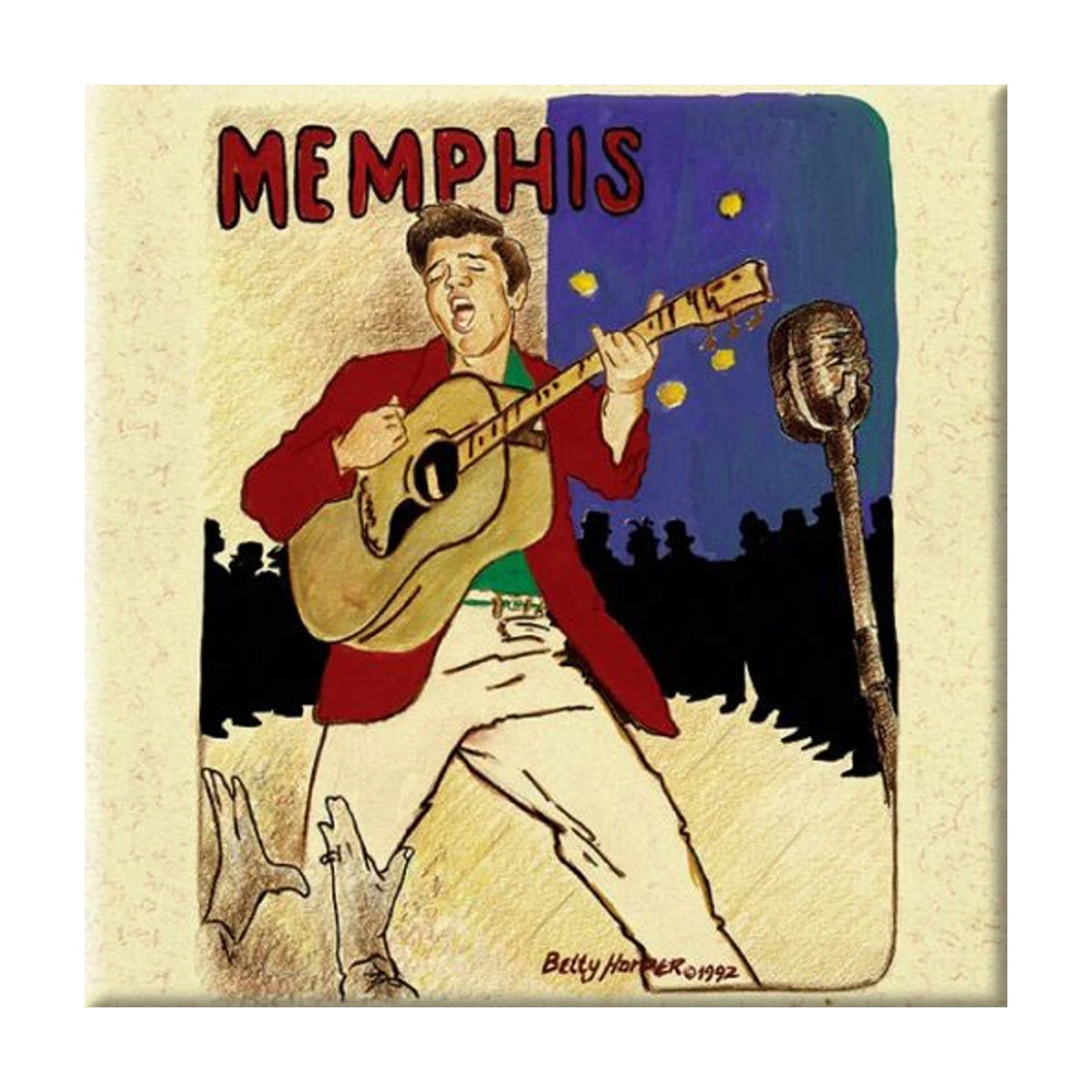 Elvis Presley Memphis Fridge Magnet (Cream/Red) - RO9544