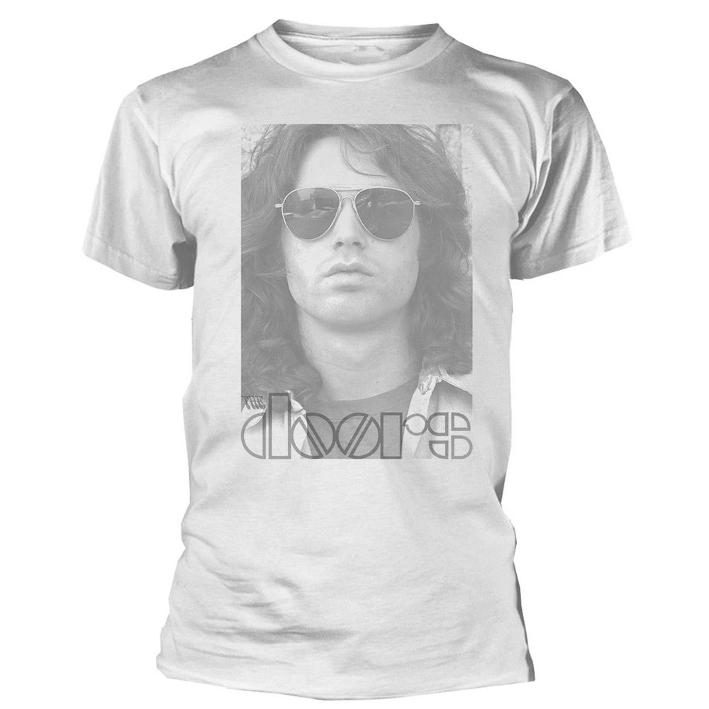 The Doors Unisex Adult Aviator Cotton T-Shirt (White) - RO7082