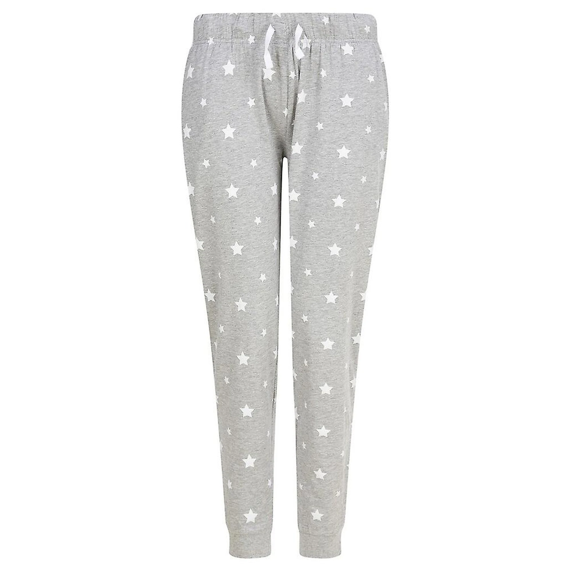 SF Womens Stars Lounge Pants (Heather Grey/White) - PC4558