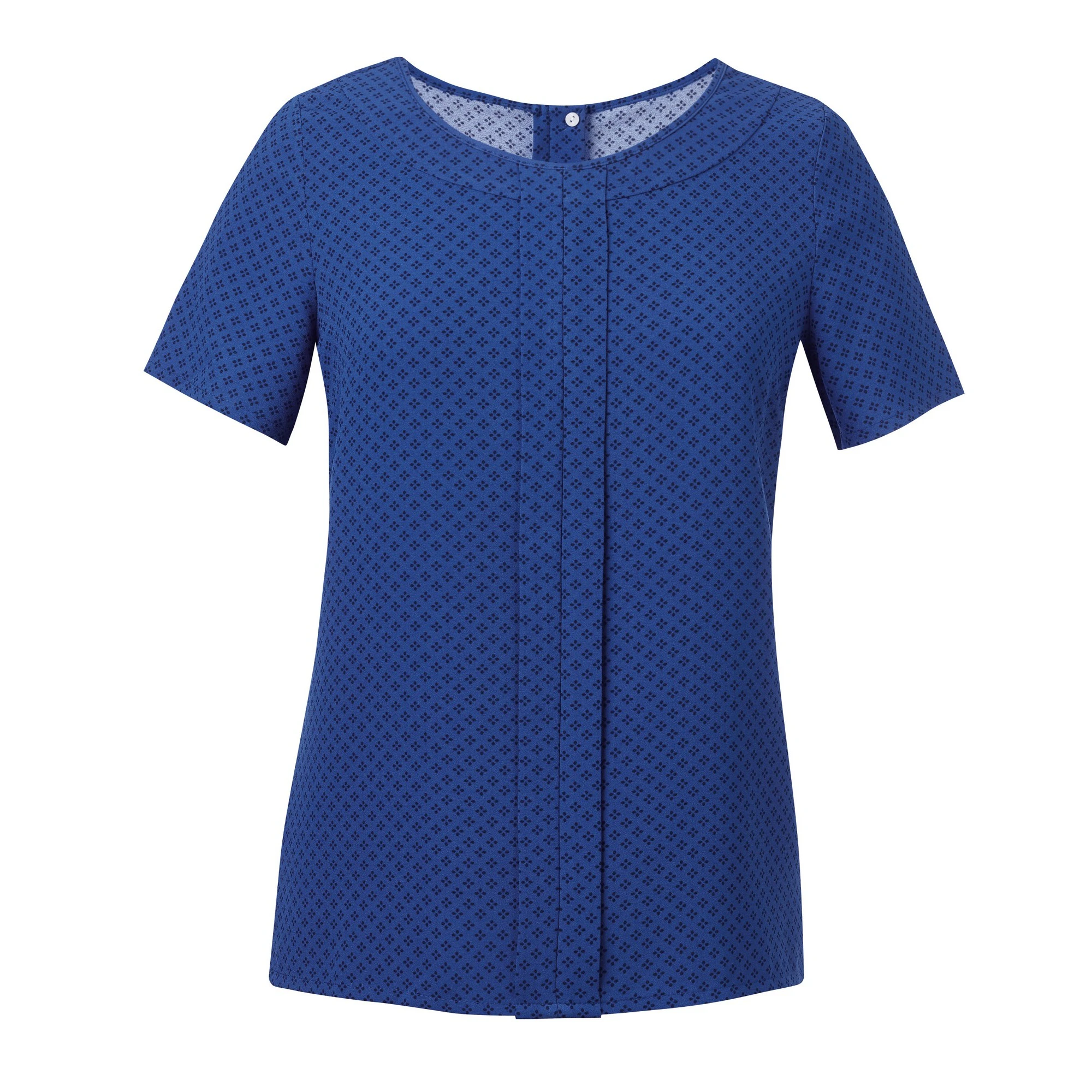 Brook Taverner Womens Verona Crepe De Chine Short Sleeved Blouse (Royal Blue/ Navy) - RW5380