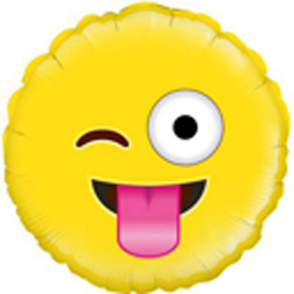 Oaktree Betallic 18 Inch Foil Crazy Emoji Balloon (Yellow) - SG13262