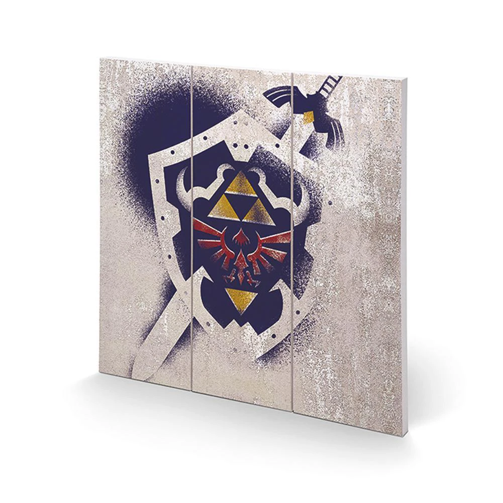 The Legend Of Zelda Shield Wood Print (Grey/Black) - TA7340