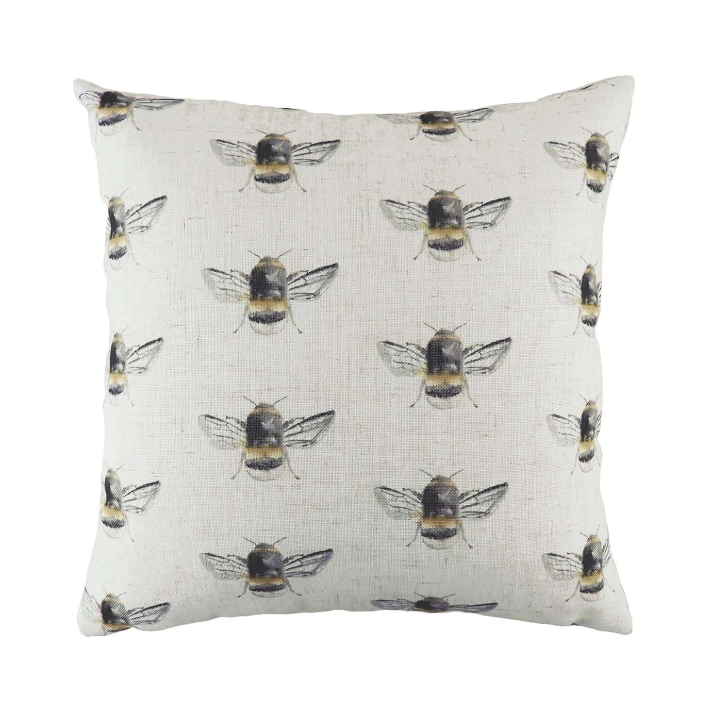 Evans Lichfield Bee Happy Repeat Print Cushion Cover (Off White/Black/Yellow) - RV1958