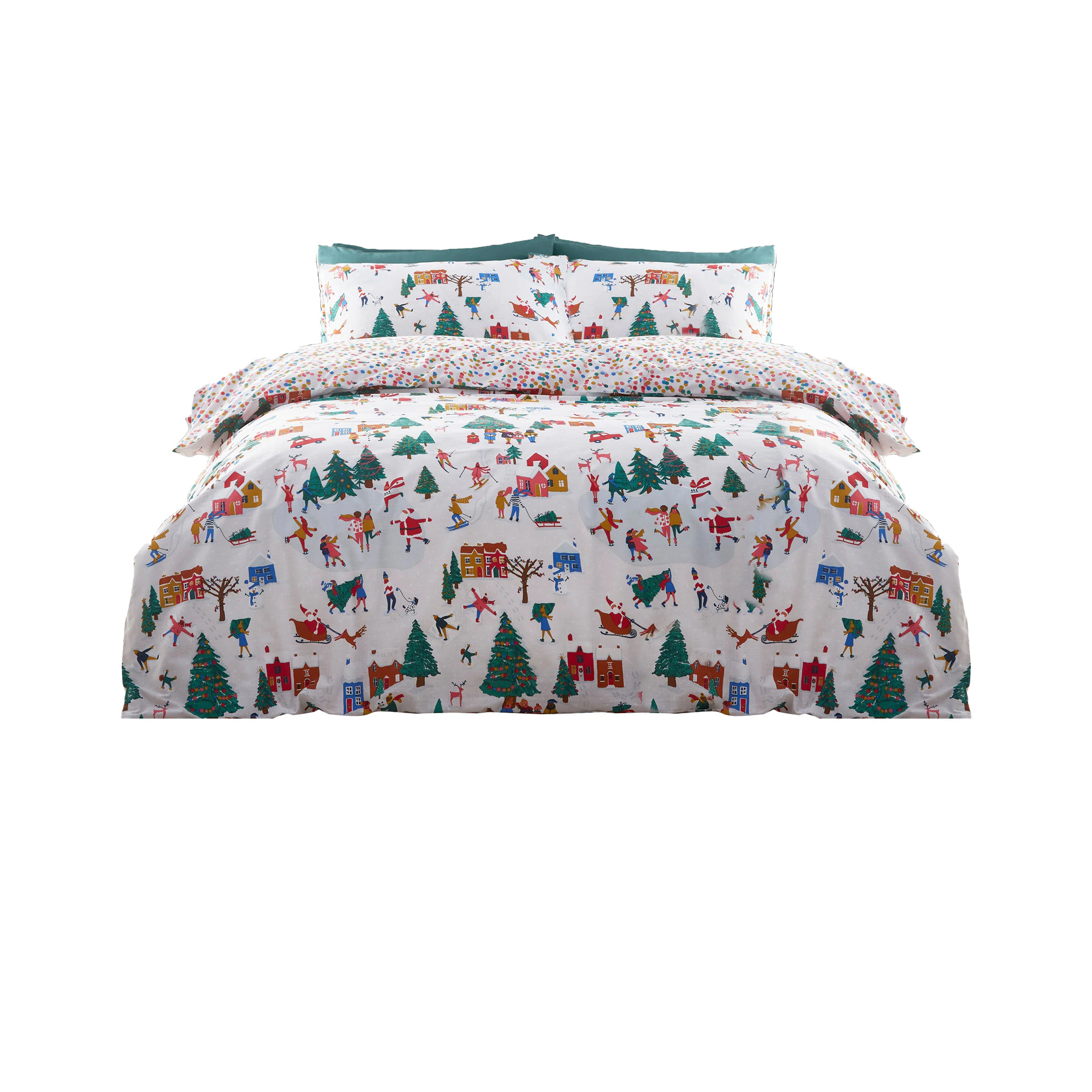 Furn Christmas Duvet Cover Set (White/Green/Red) - RV2374