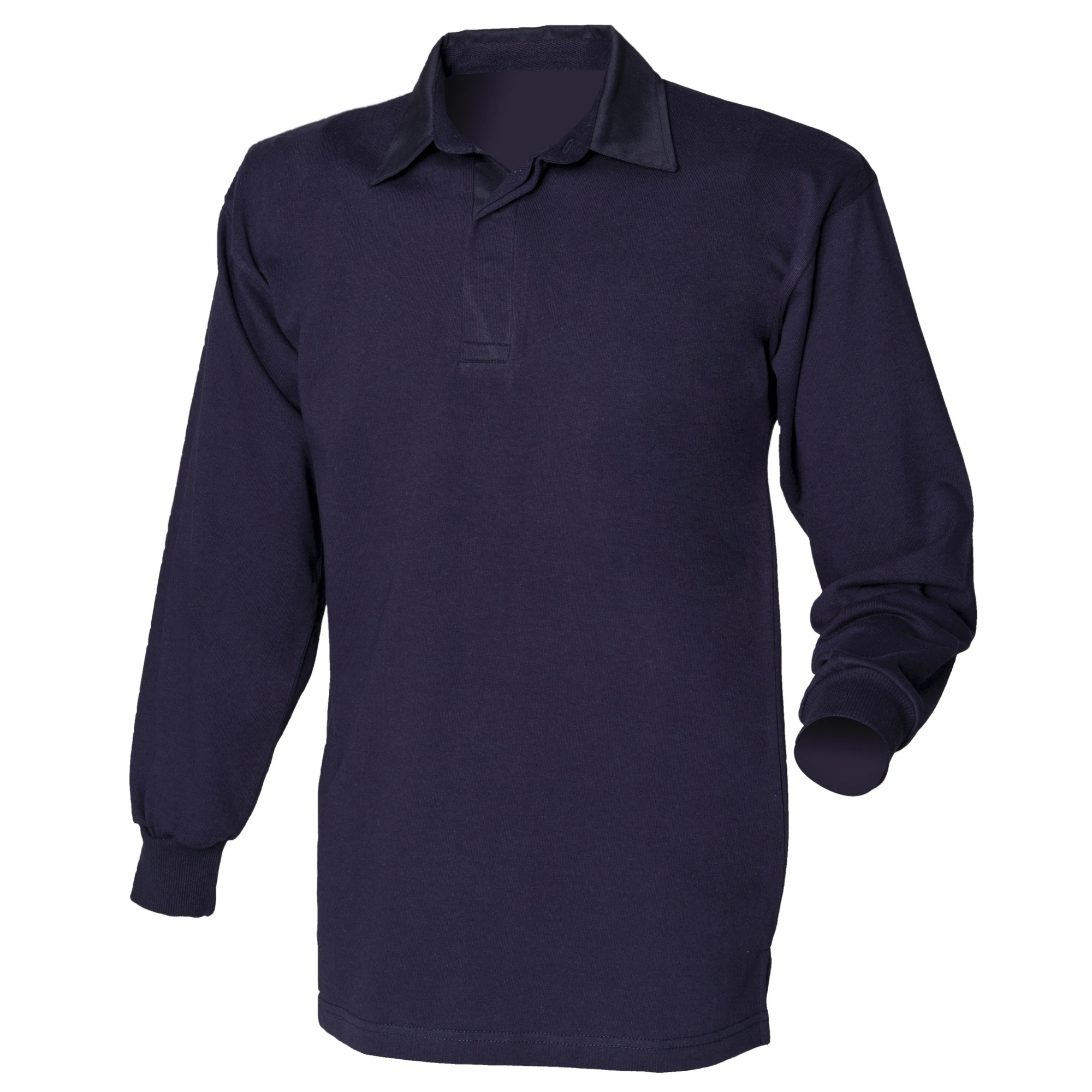 Front Row Long Sleeve Classic Rugby Polo Shirt (Navy/Navy) - RW478