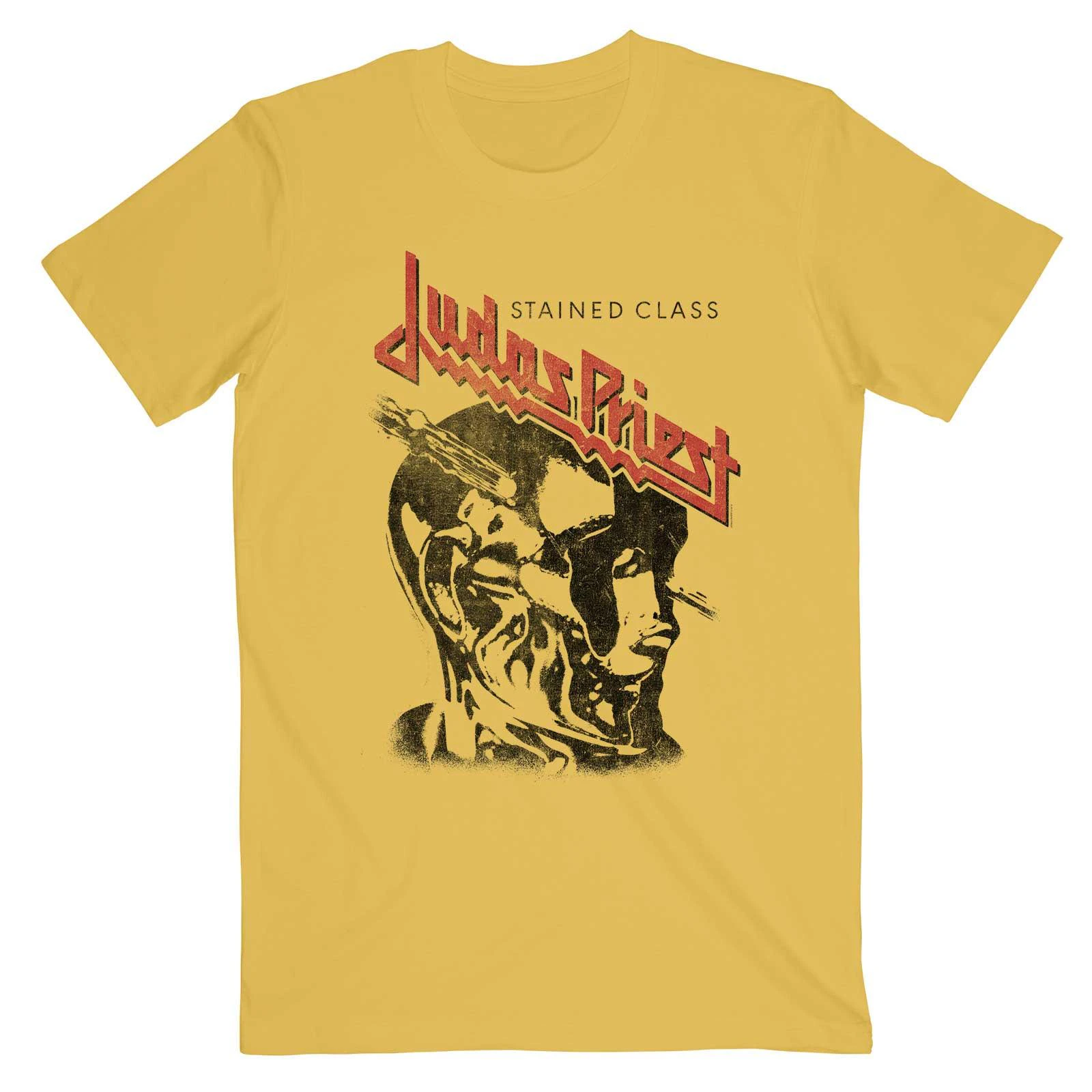 Judas Priest Unisex Adult Stained Class Vintage Head T-Shirt (Yellow) - RO5030