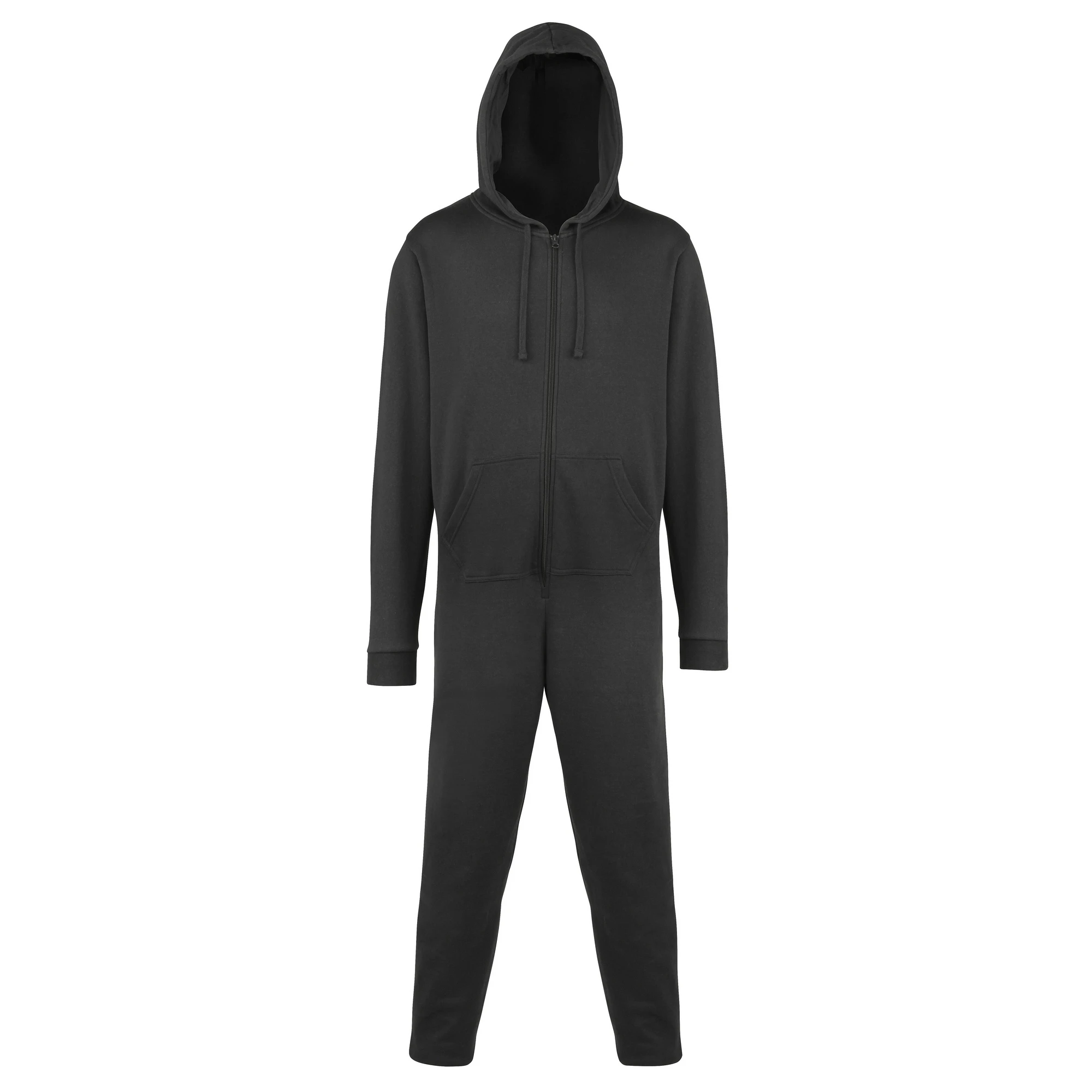 Comfy Co Unisex Plain Hooded All In One Onesie (280 GSM) (Black) - RW391