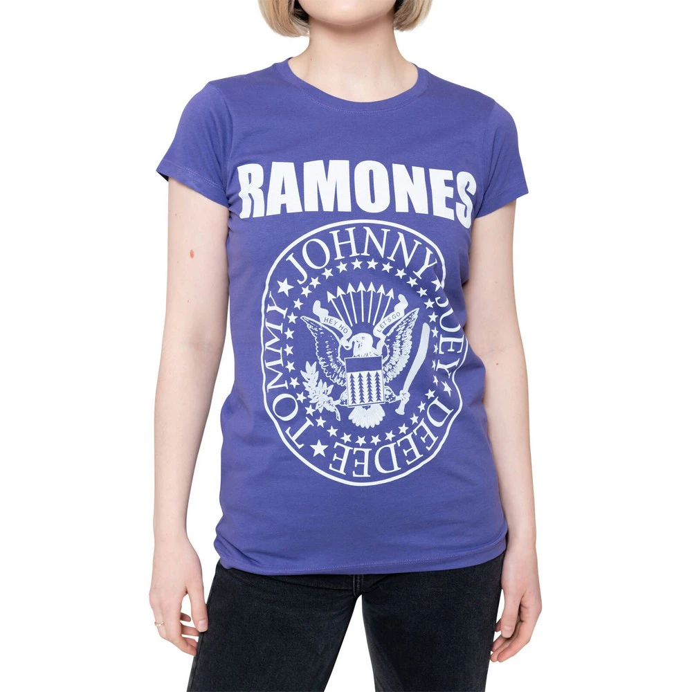 Ramones Womens Presidential Seal Cotton T-Shirt (Purple) - RO4368