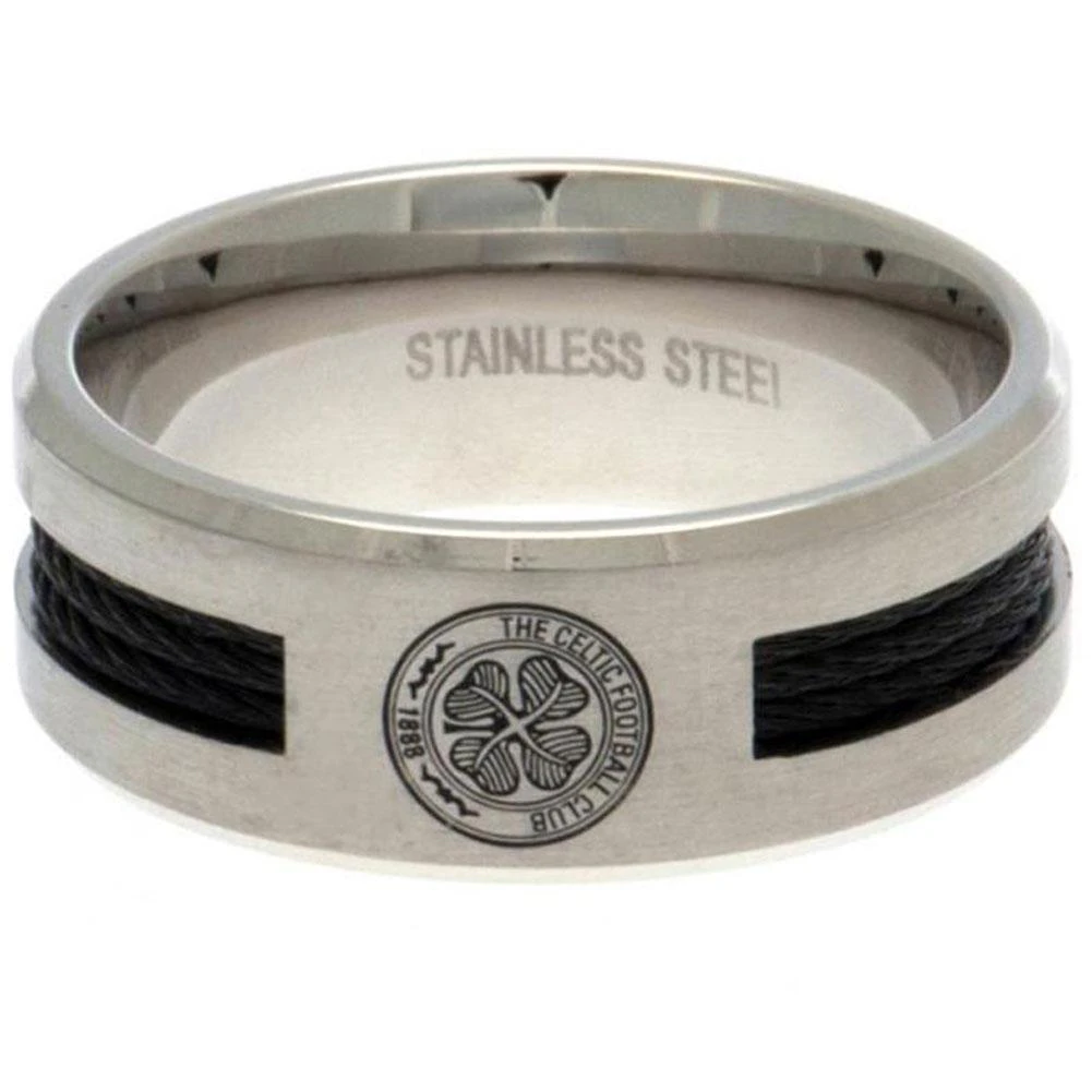 Celtic FC Black Inlay Ring (Silver) - TA1723