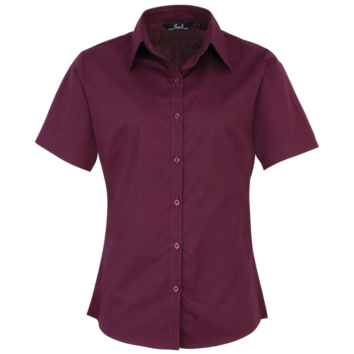 Premier Short Sleeve Poplin Blouse / Plain Work Shirt (Aubergine) - RW1092