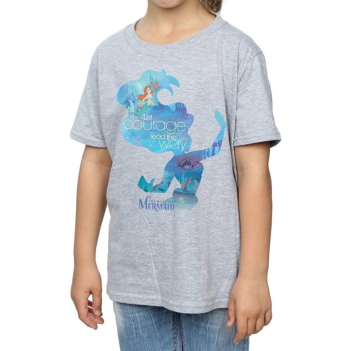 The Little Mermaid Girls Silhouette T-Shirt (Sports Grey) - BI1528