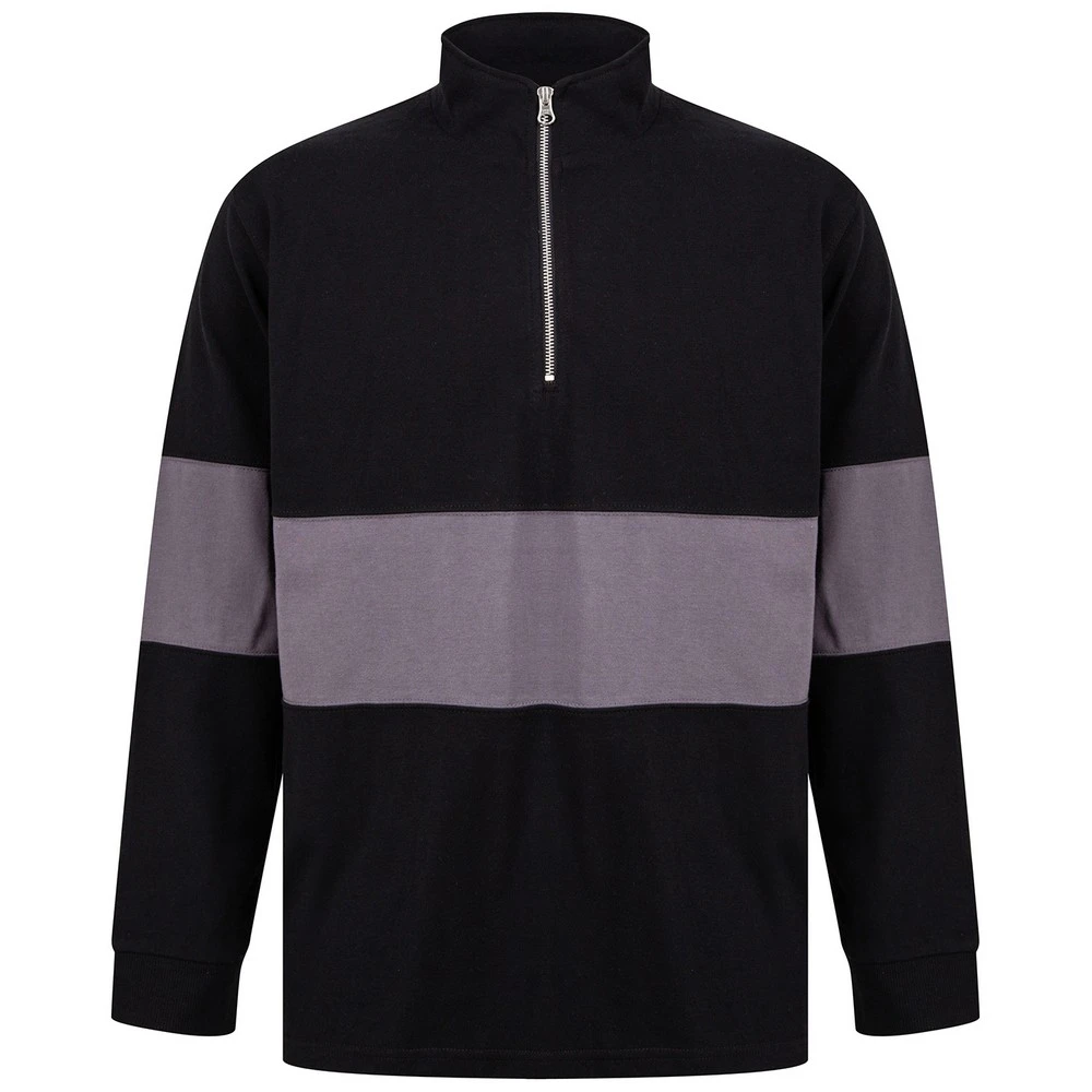 Front Row Unisex Adult Panelled Quarter Zip Jumper (Black/Charcoal) - RW9650