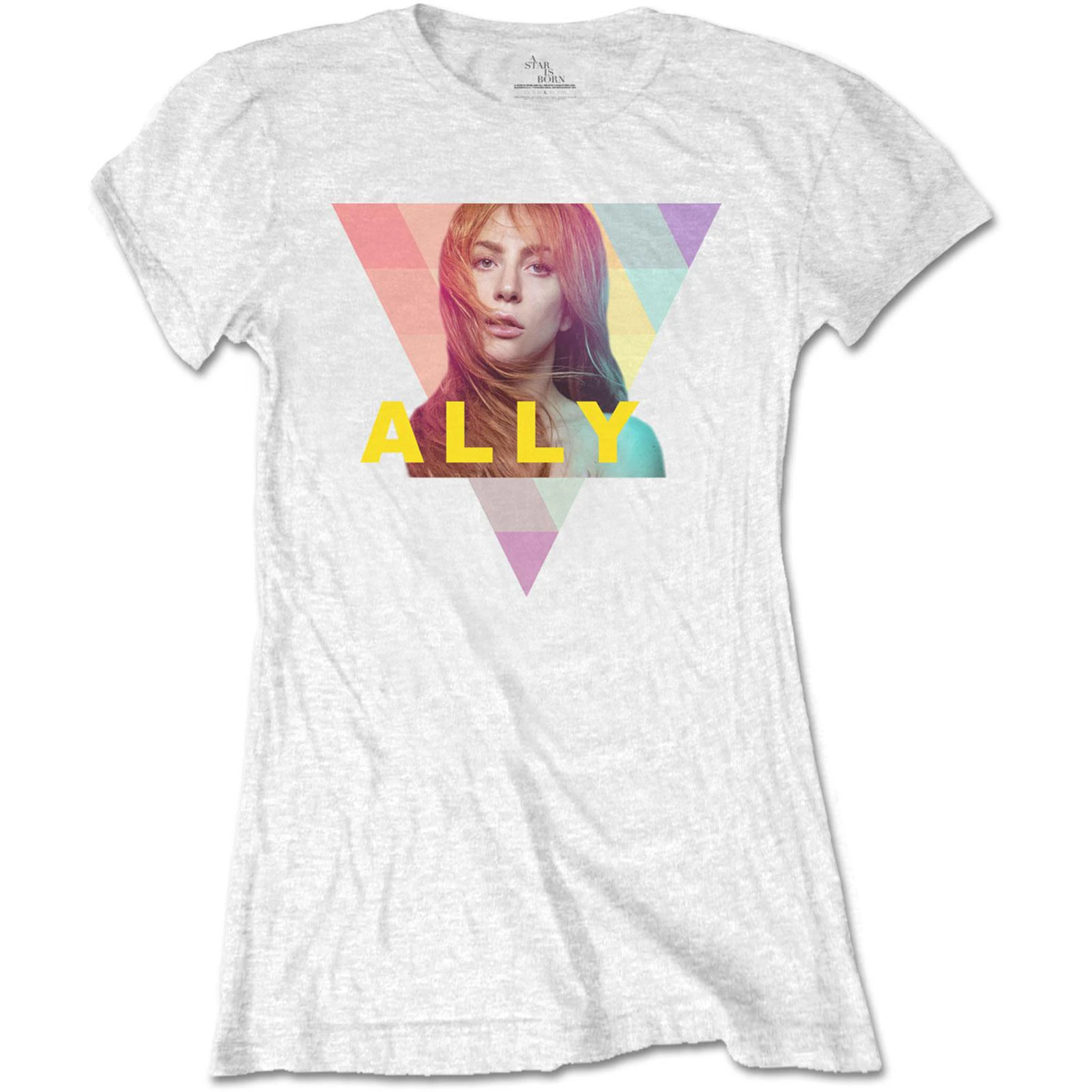 A Star Is Born Womens Ally Geometric Triangle Cotton T-Shirt (White) - RO7187