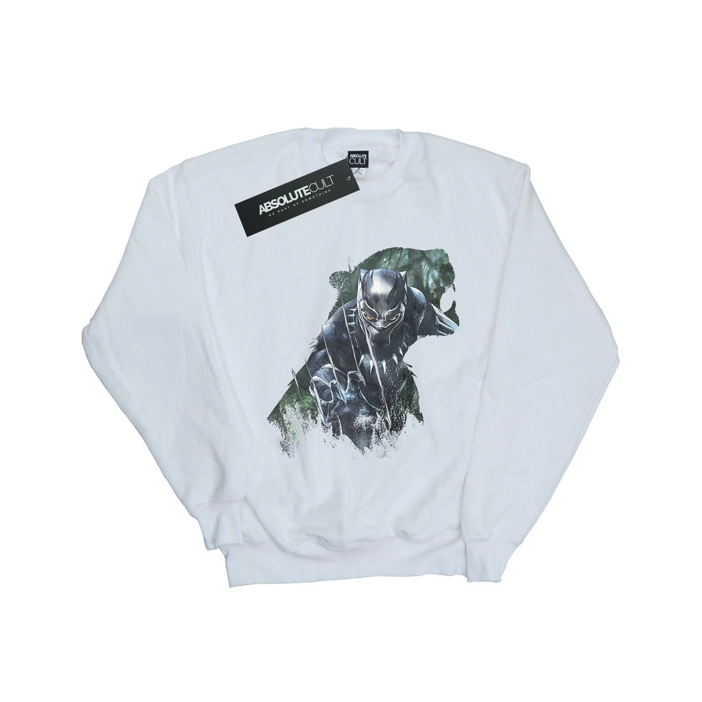 Black Panther Boys Wild Silhouette Cotton Sweatshirt (White) - BI947