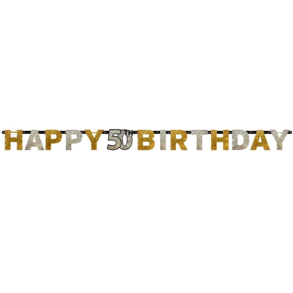 Amscan Prism Sparkling Celebration 50th Birthday Letter Banner (Gold/Silver) - SG12720