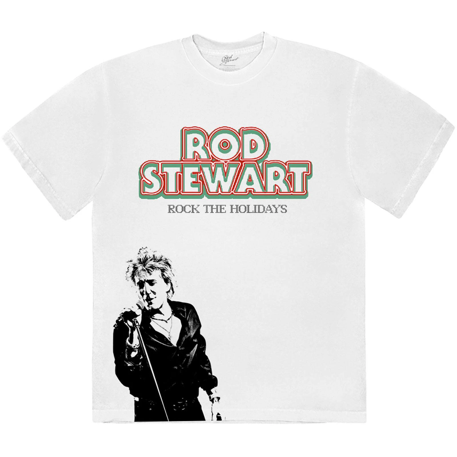 Rod Stewart Unisex Adult Rock The Holidays T-Shirt (White) - RO4742