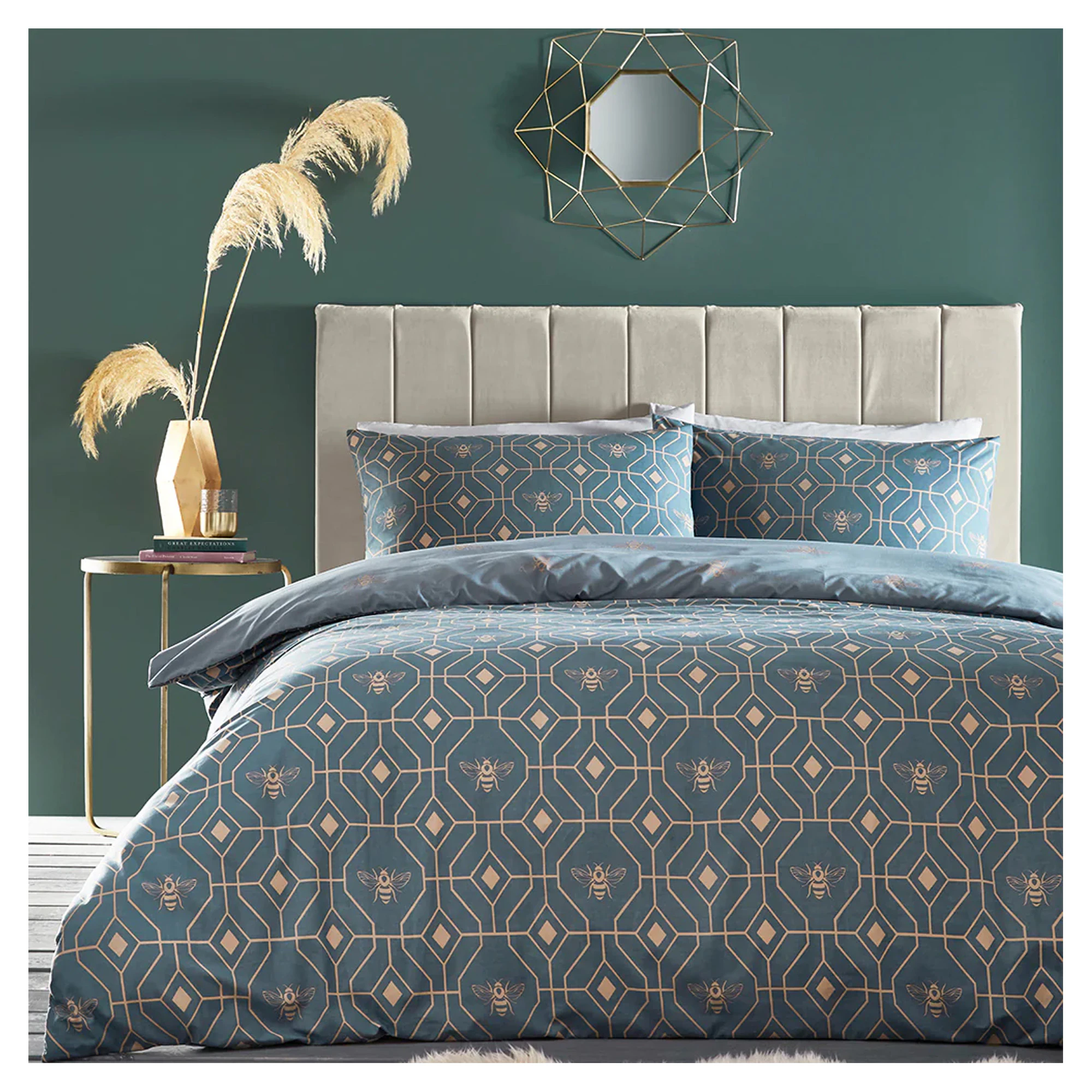 Furn Bee Deco Geometric Duvet Cover Set (French Blue) - RV2487