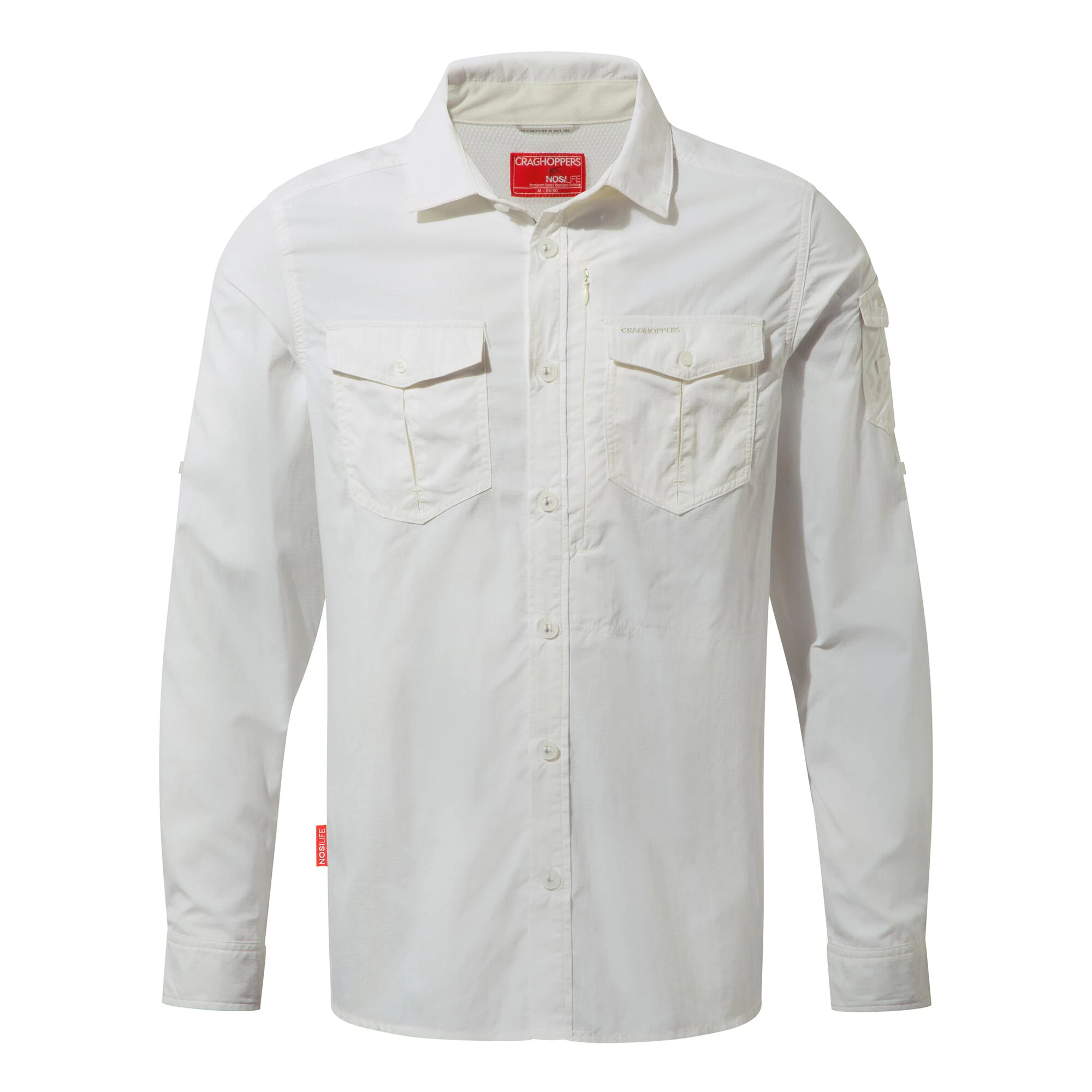 Craghoppers Mens NosiLife Adventure II Long Sleeved Shirt (Optic White) - CG1085