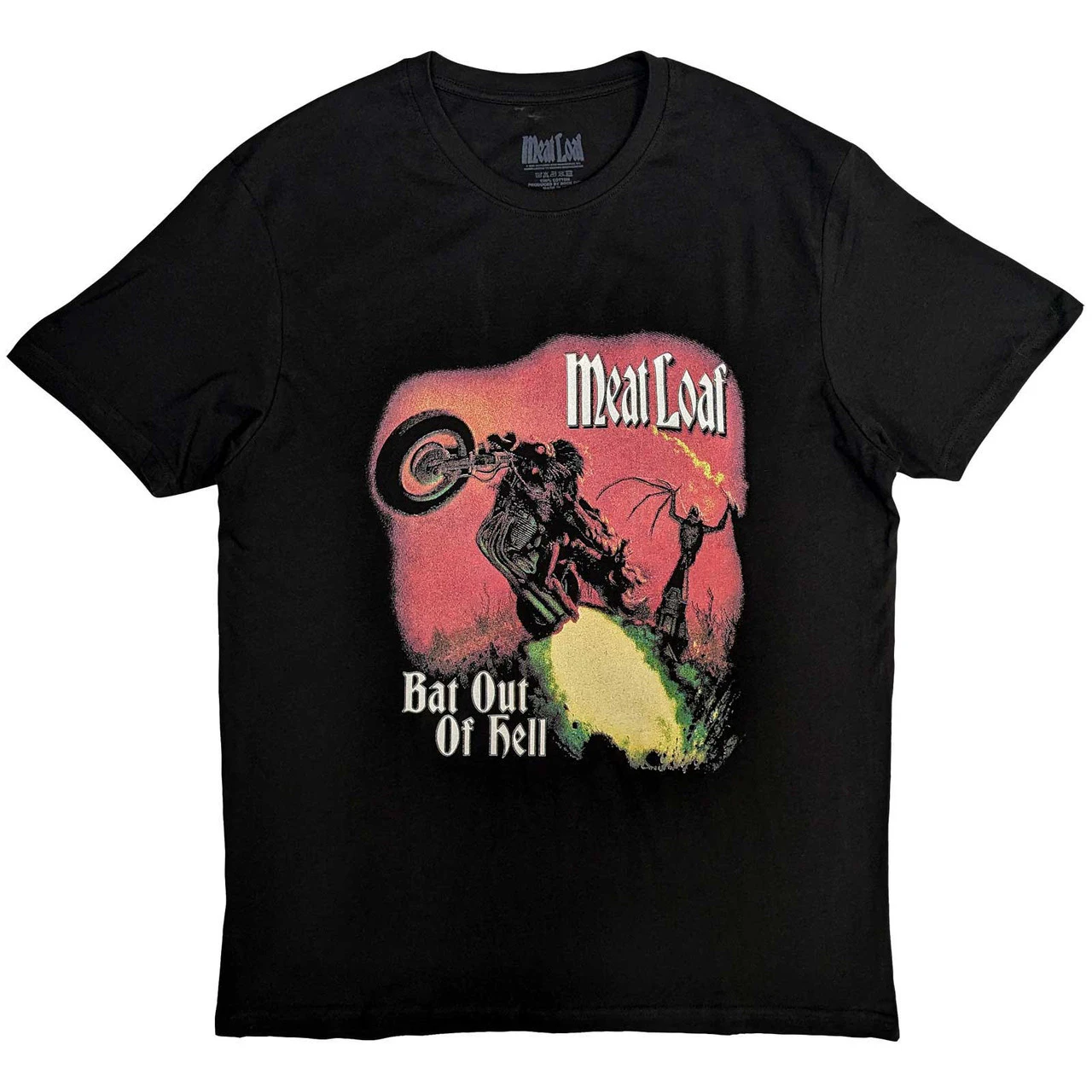 Meat Loaf Unisex Adult Bat Out Of Hell Cover Cotton Back Print T-Shirt (Black) - RO8726