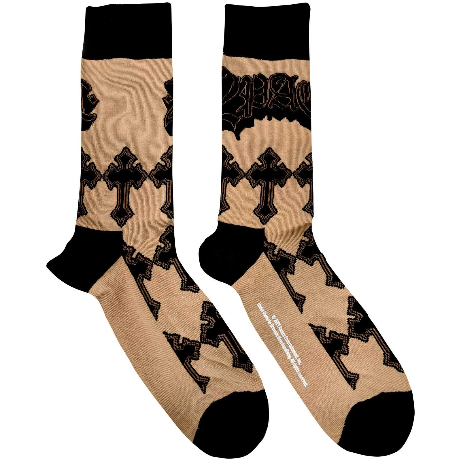 Tupac Shakur Unisex Adult Cross Ankle Socks (Sand/Black) - RO3951