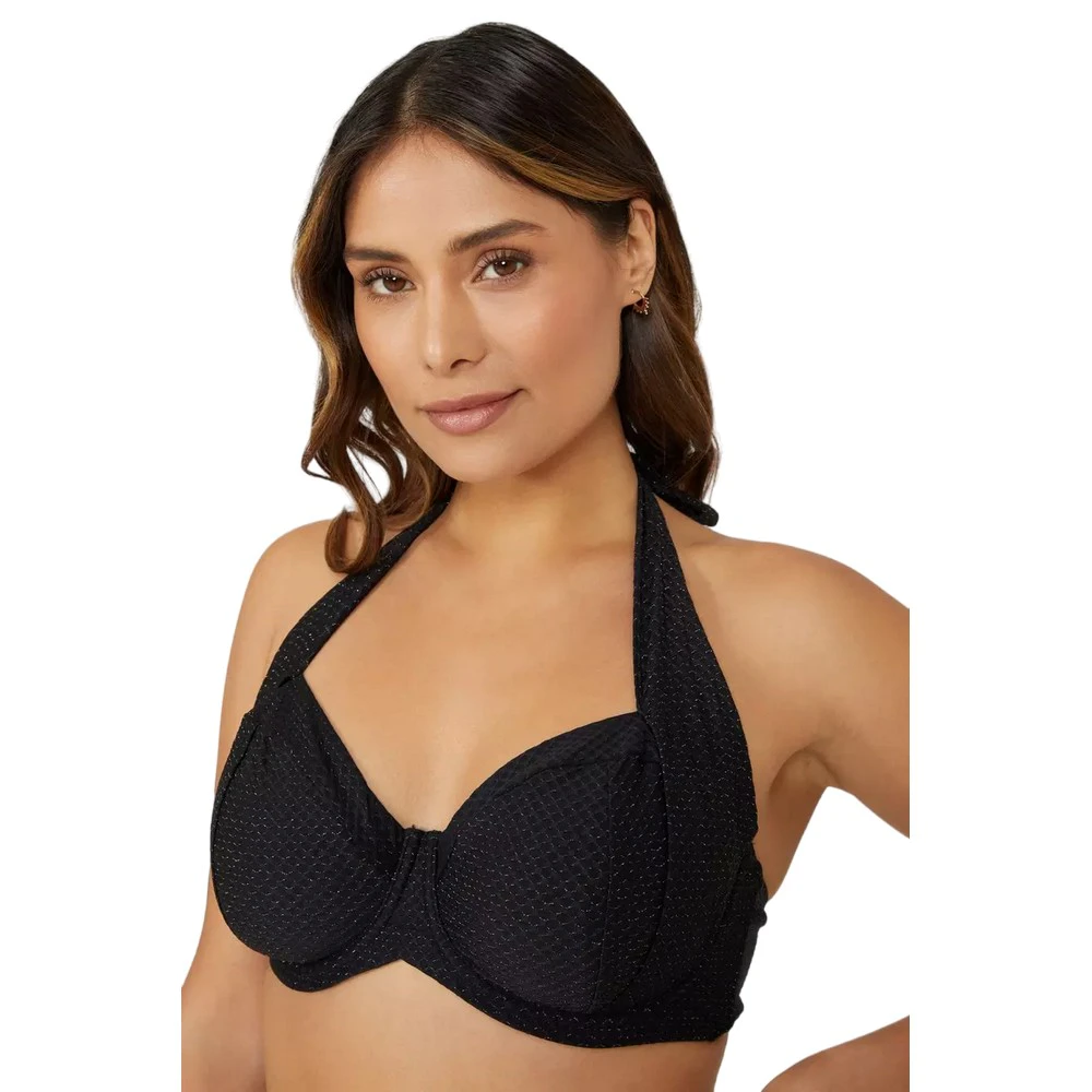 Gorgeous Womens Sparkle Non-Padded Bikini Top (Black) - DH5778