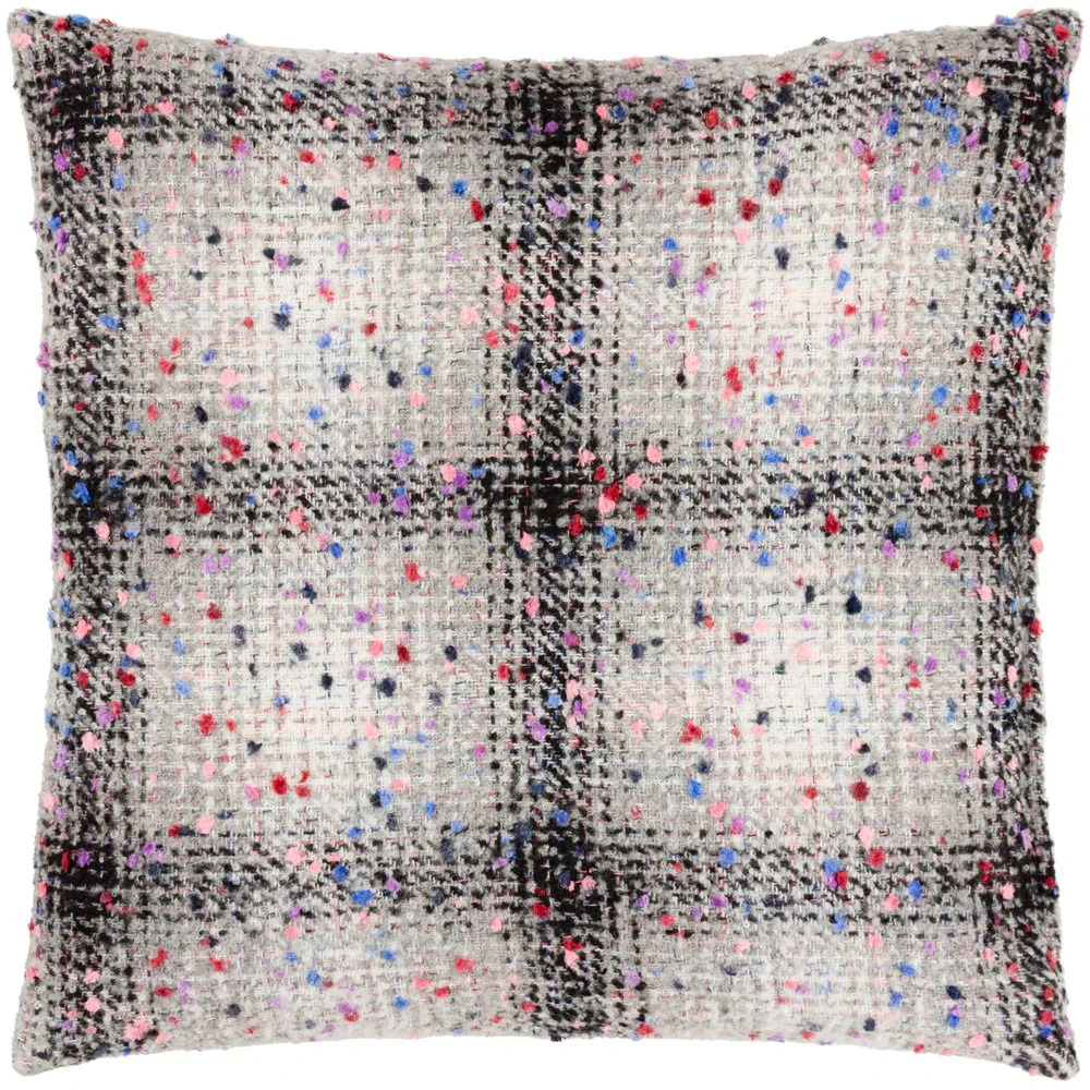 Heya Home Connie Jacquard Checked Cushion Cover (Grey/Black) - RV3249