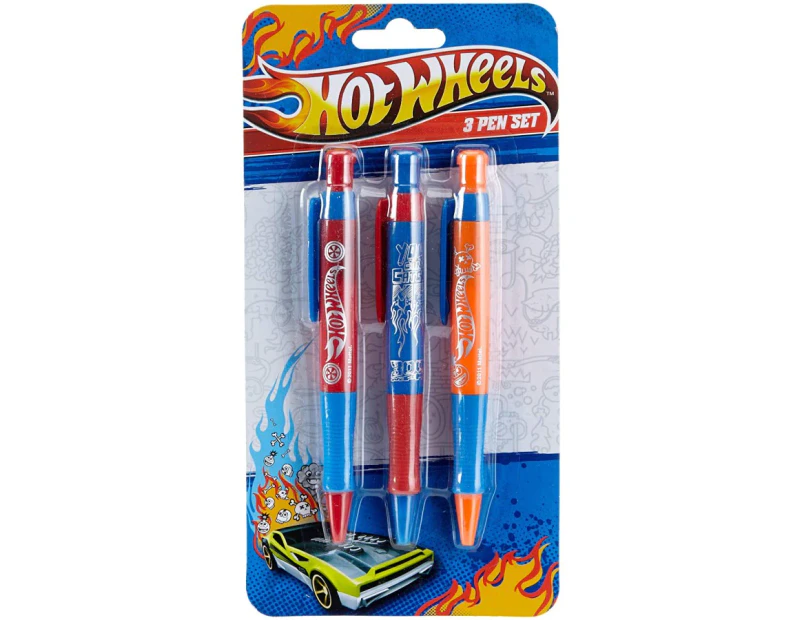 Hot Wheels Logo Retractable Pen Set (Blue/Red/Orange) - SG35145