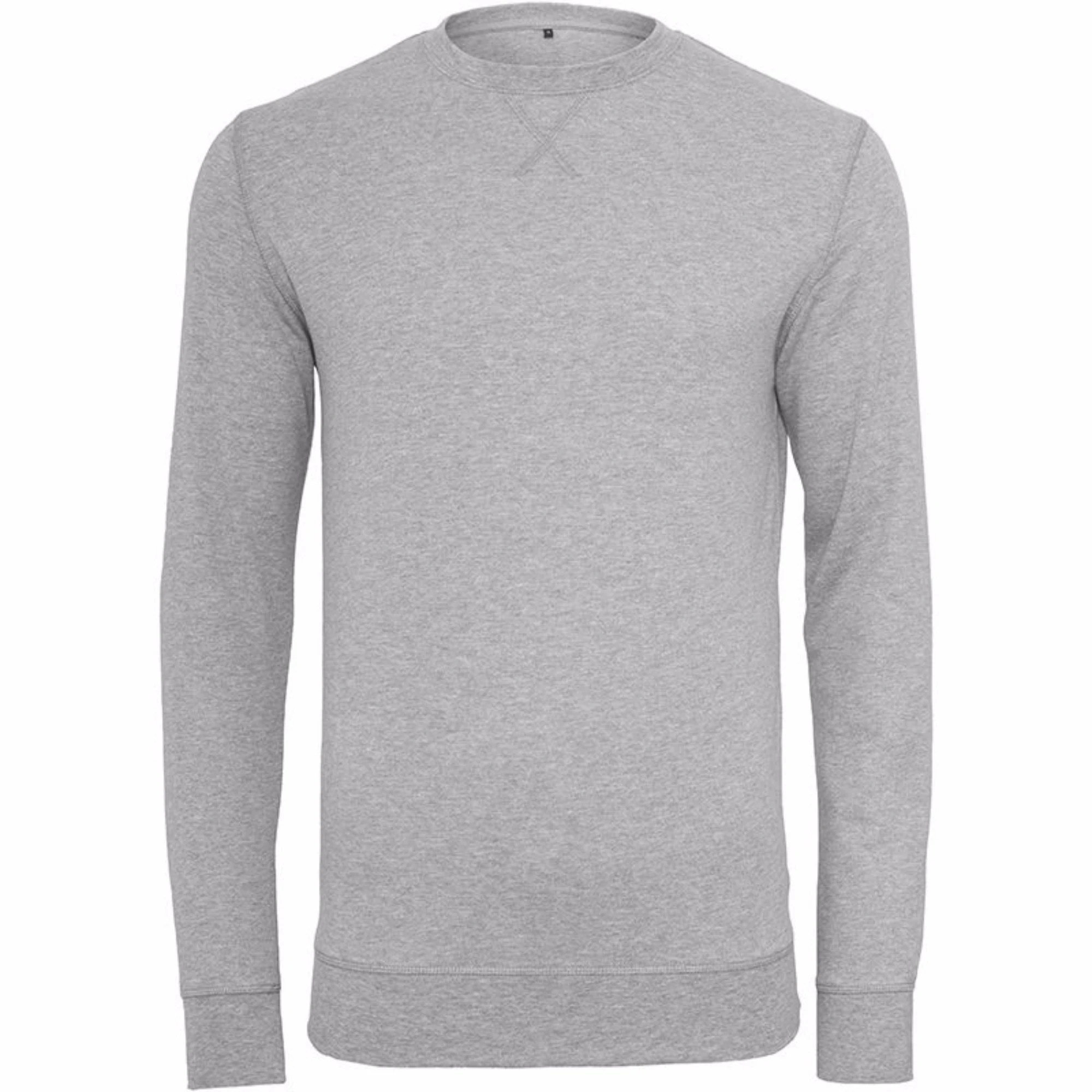 Build Your Brand Mens Plain Light Crewneck Sweater (Heather Grey) - RW5682