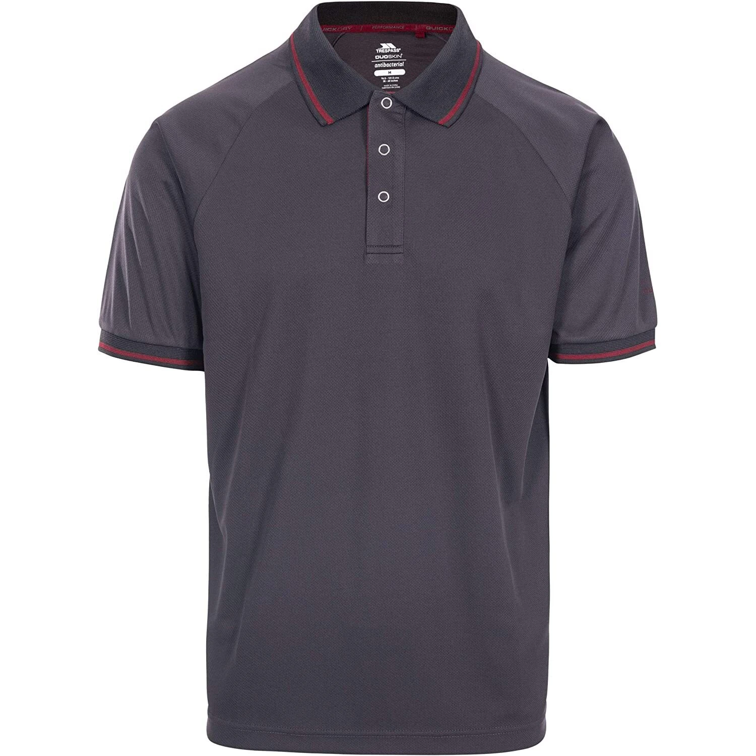 Trespass Mens Bonington Short Sleeve Active Polo Shirt (Dark Grey) - TP2931