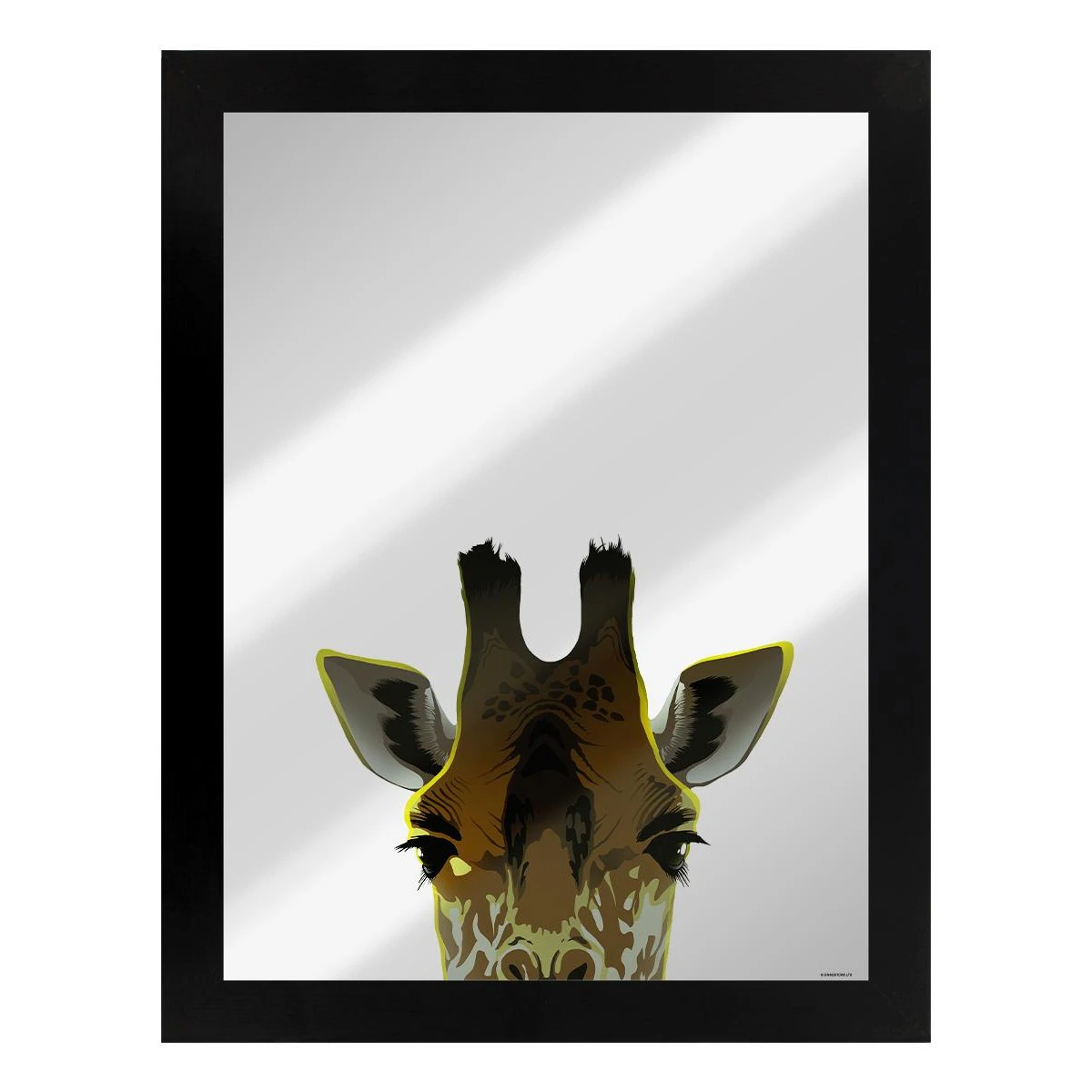 Inquisitive Creatures Giraffe Mirrored Plaque (Black/Silver) - GR2082