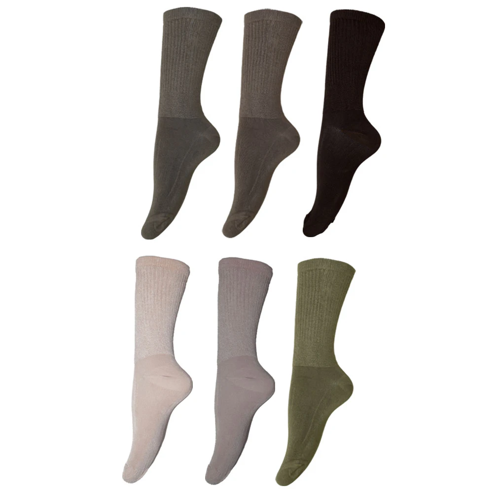 Mens Bamboo Non-Binding Extra Wide Socks (6 Pairs) (Shades Of Brown) - UT680