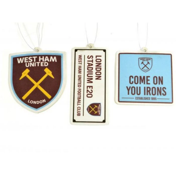 West Ham United FC Crest Car Air Freshener (Pack of 3) (Claret Red/Sky Blue/White) - BS3883