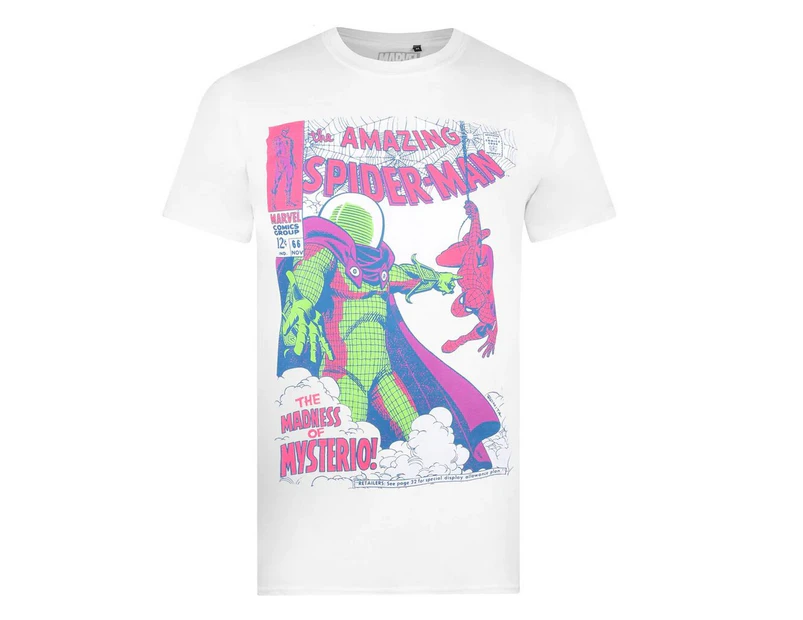 Marvel Comics Mens Spiderman Madness T-Shirt (White/Pink/Green) - TV517